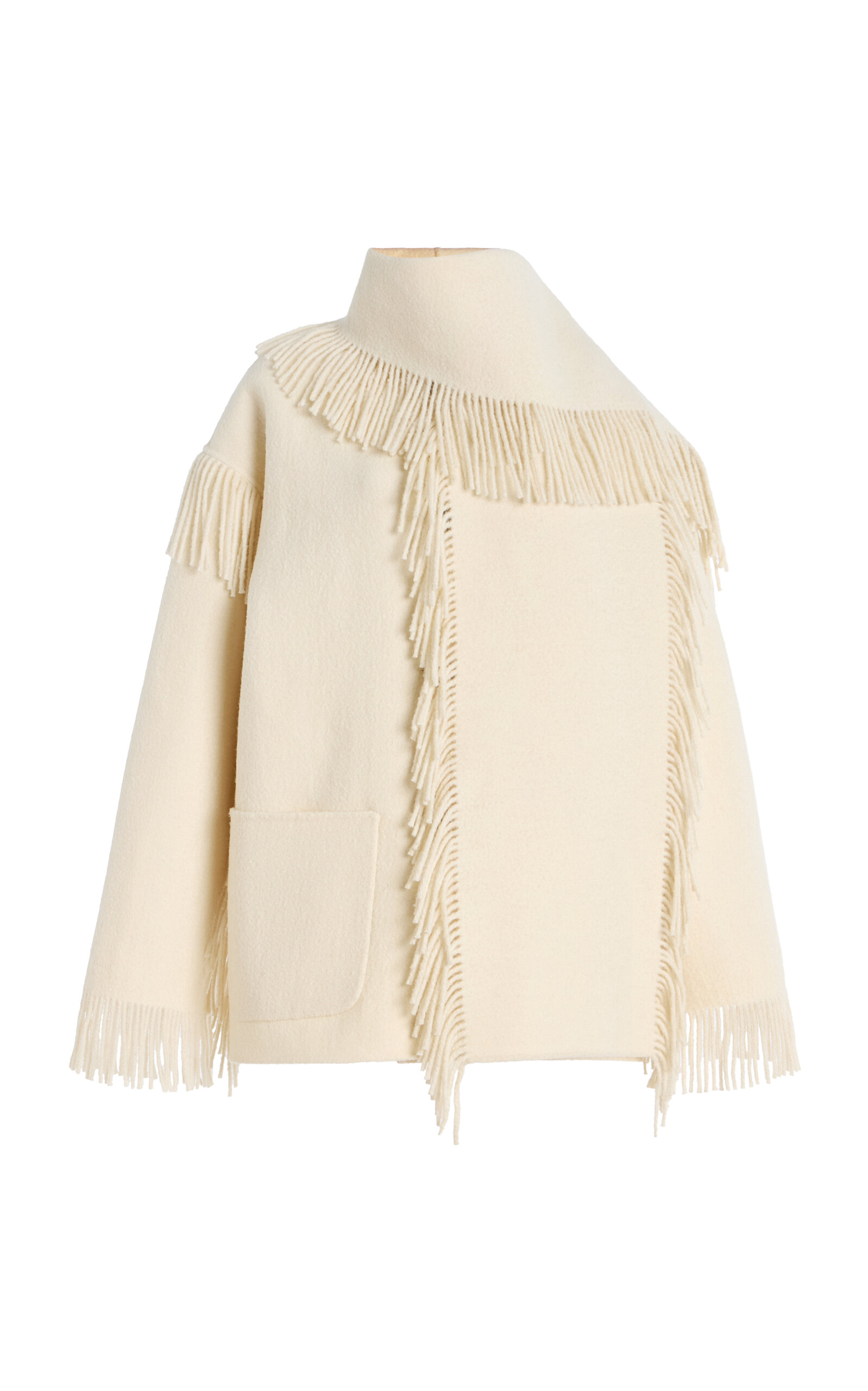 Totême Fringed Wool Scarf Jacket In White