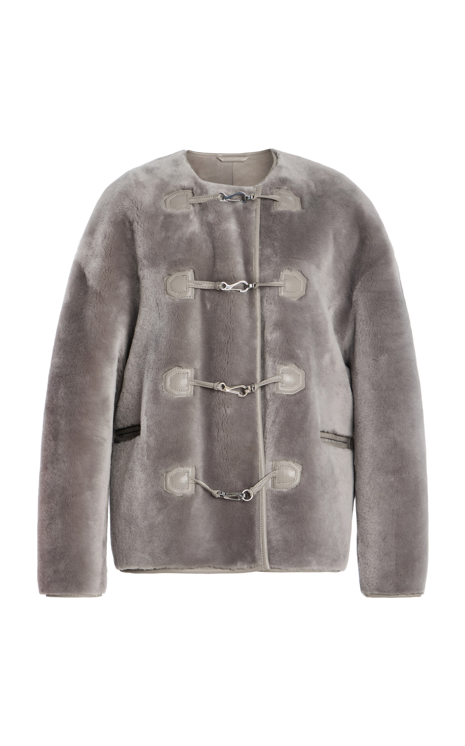 Totême Shearling Jacket In Gray