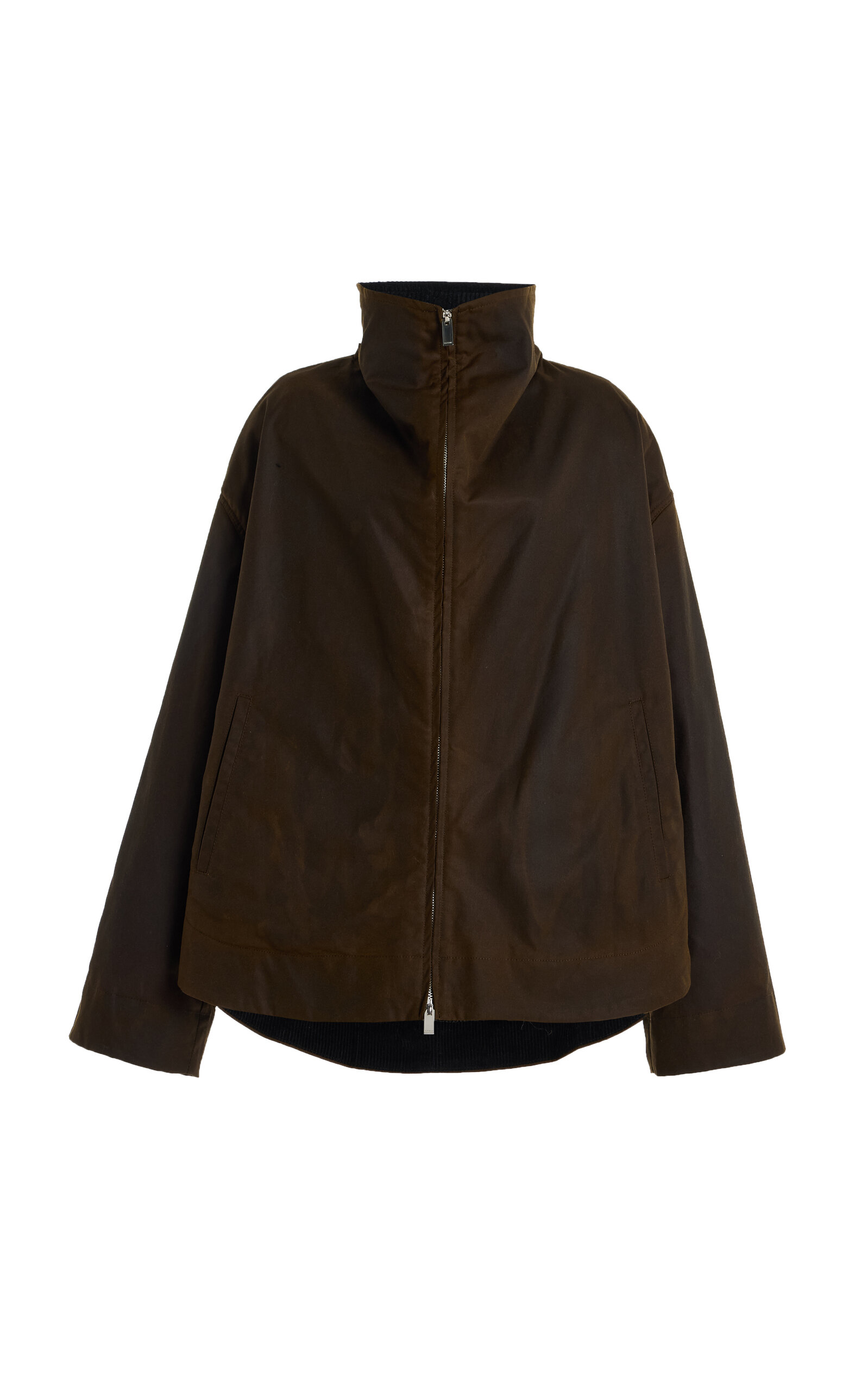 Totême Zipped Cotton Funnel Jacket In Brown
