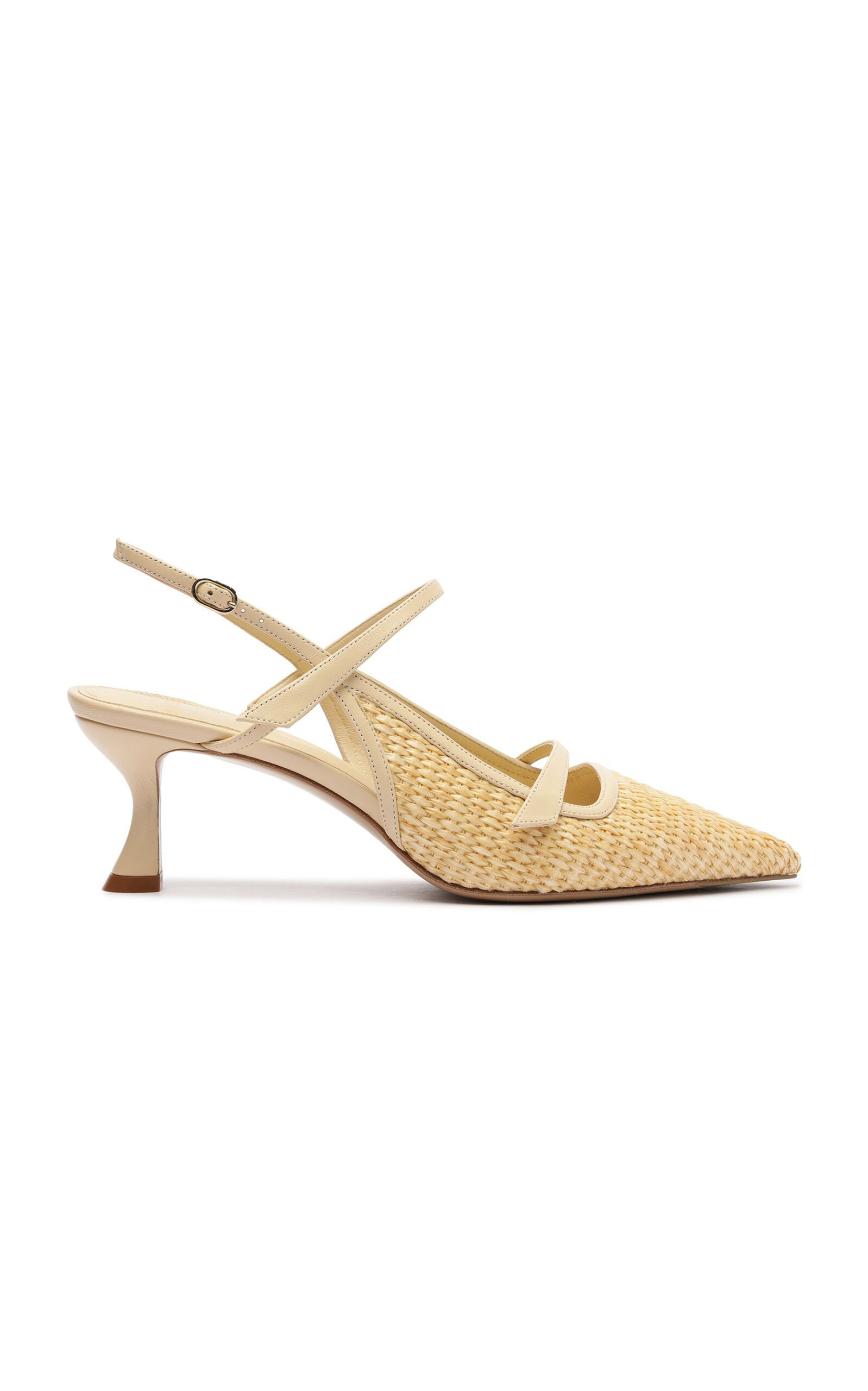 Alexandre Birman Tita Raffia And Leather Slingback Pumps In Yellow