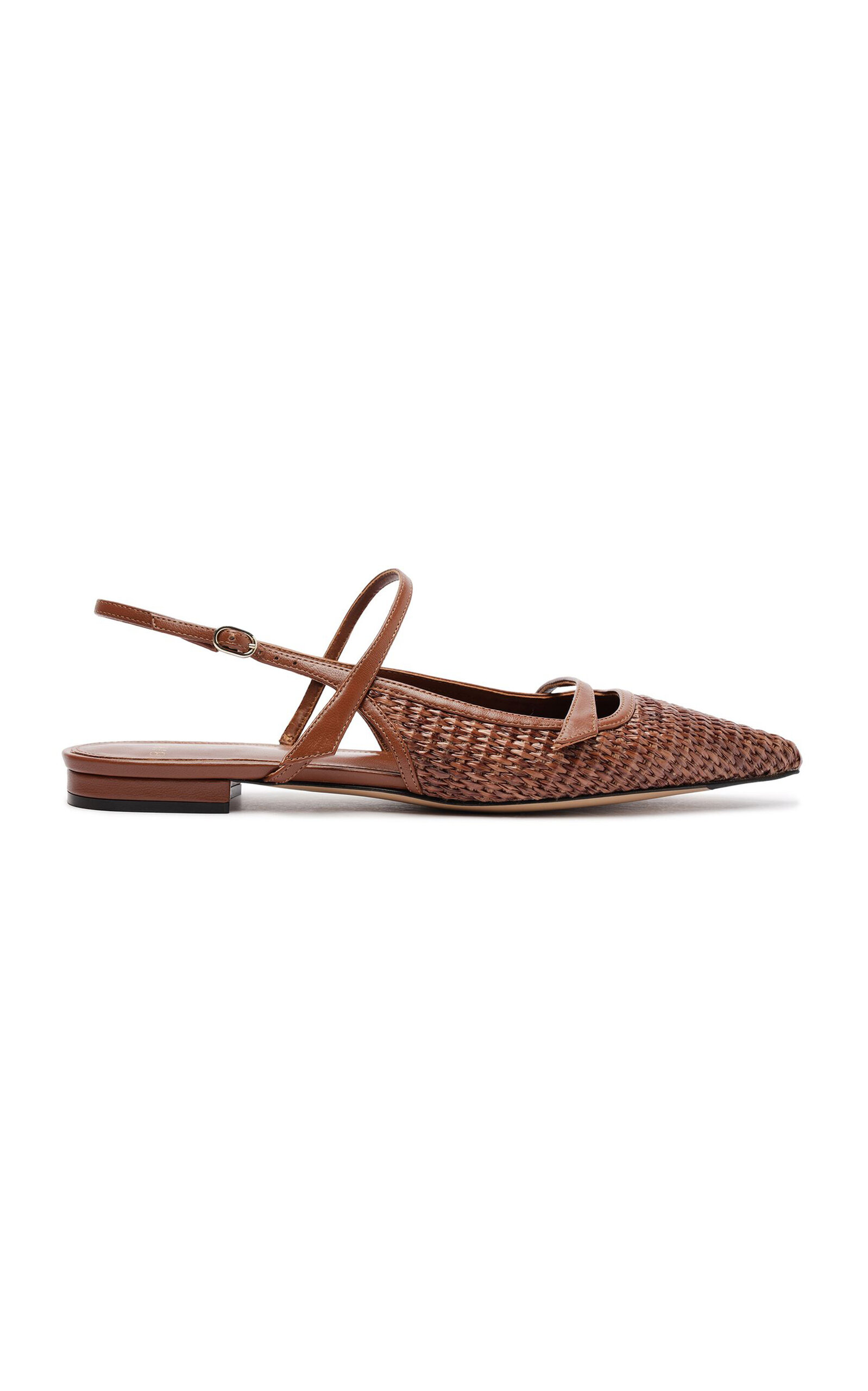 Alexandre Birman Tita Raffia Slingback Flats In Brown