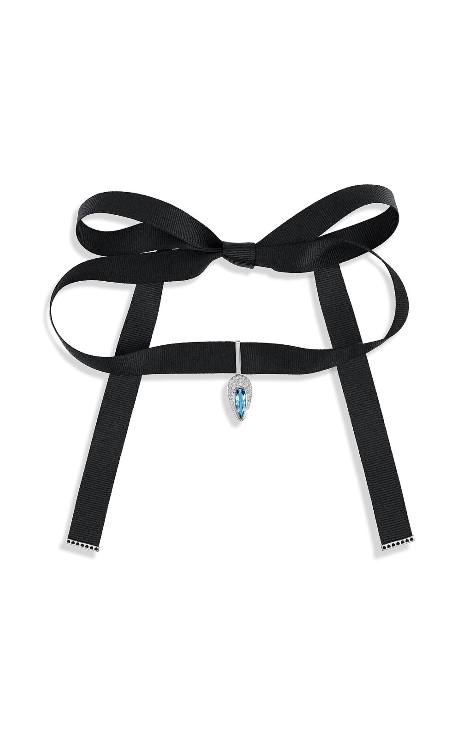 Gemella Jewels 18k White Gold Aquamarine Ribbon Necklace In Blue