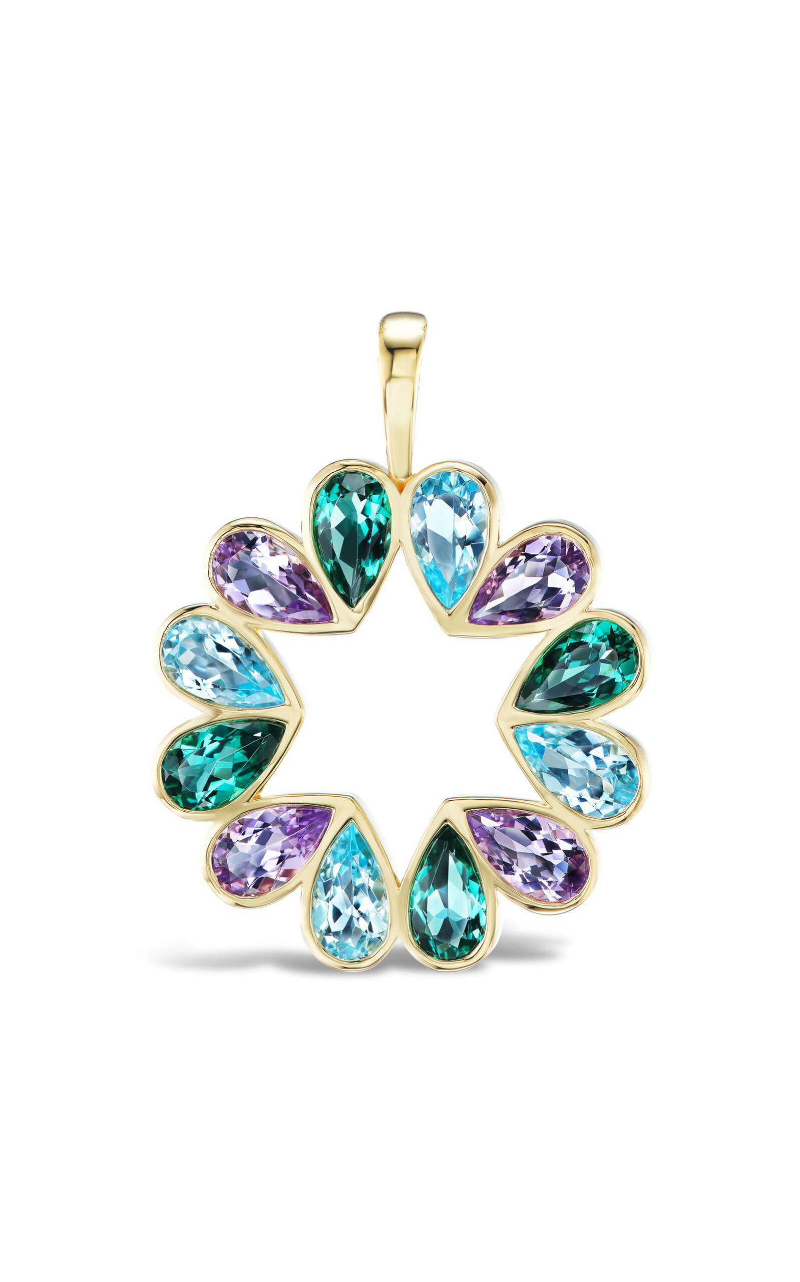 Gemella Jewels Jumbo Queen B 18k Yellow Gold Topaz And Amethyst Pendant In Light Blue