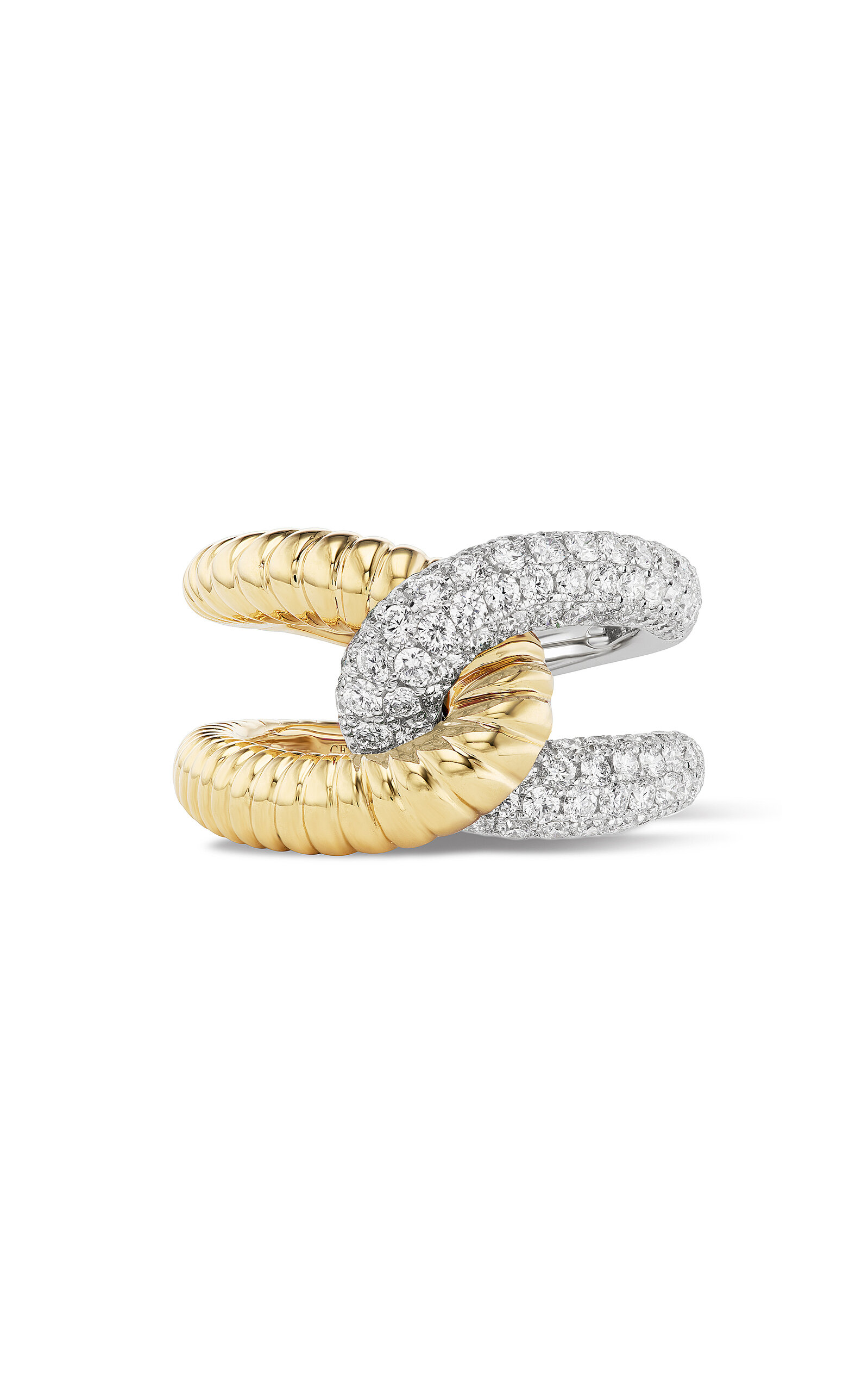 Gemella Jewels Intertwin 18k Yellow And White Gold Diamond Ring In Gold