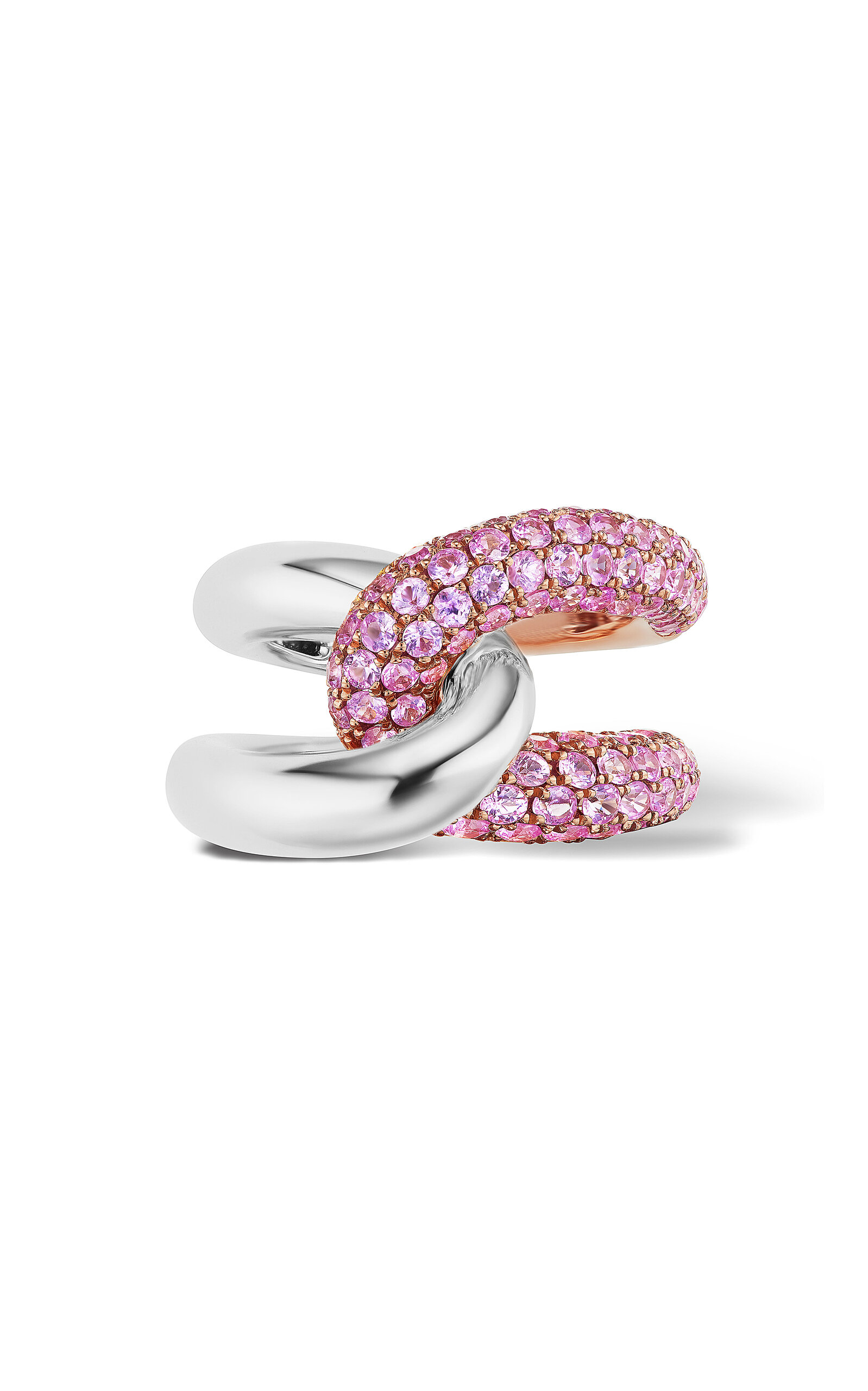 Gemella Jewels Intertwin 18k White And Rose Gold Sapphire Ring In Pink