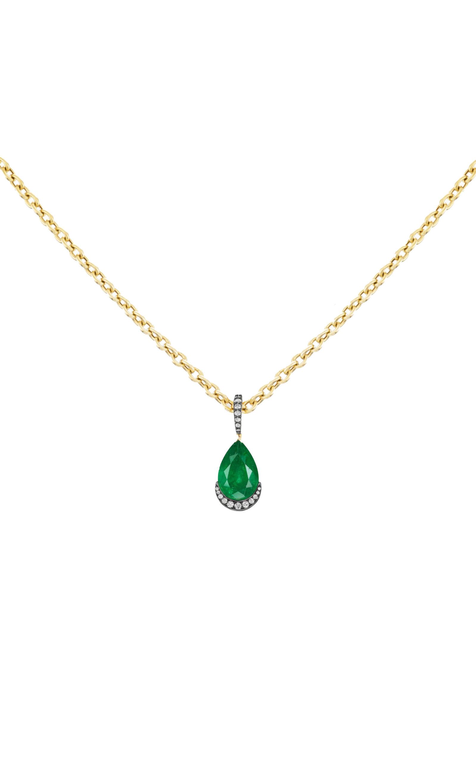 Gemella Jewels 18k Yellow Gold; Emerald; And Diamond Necklace In Green