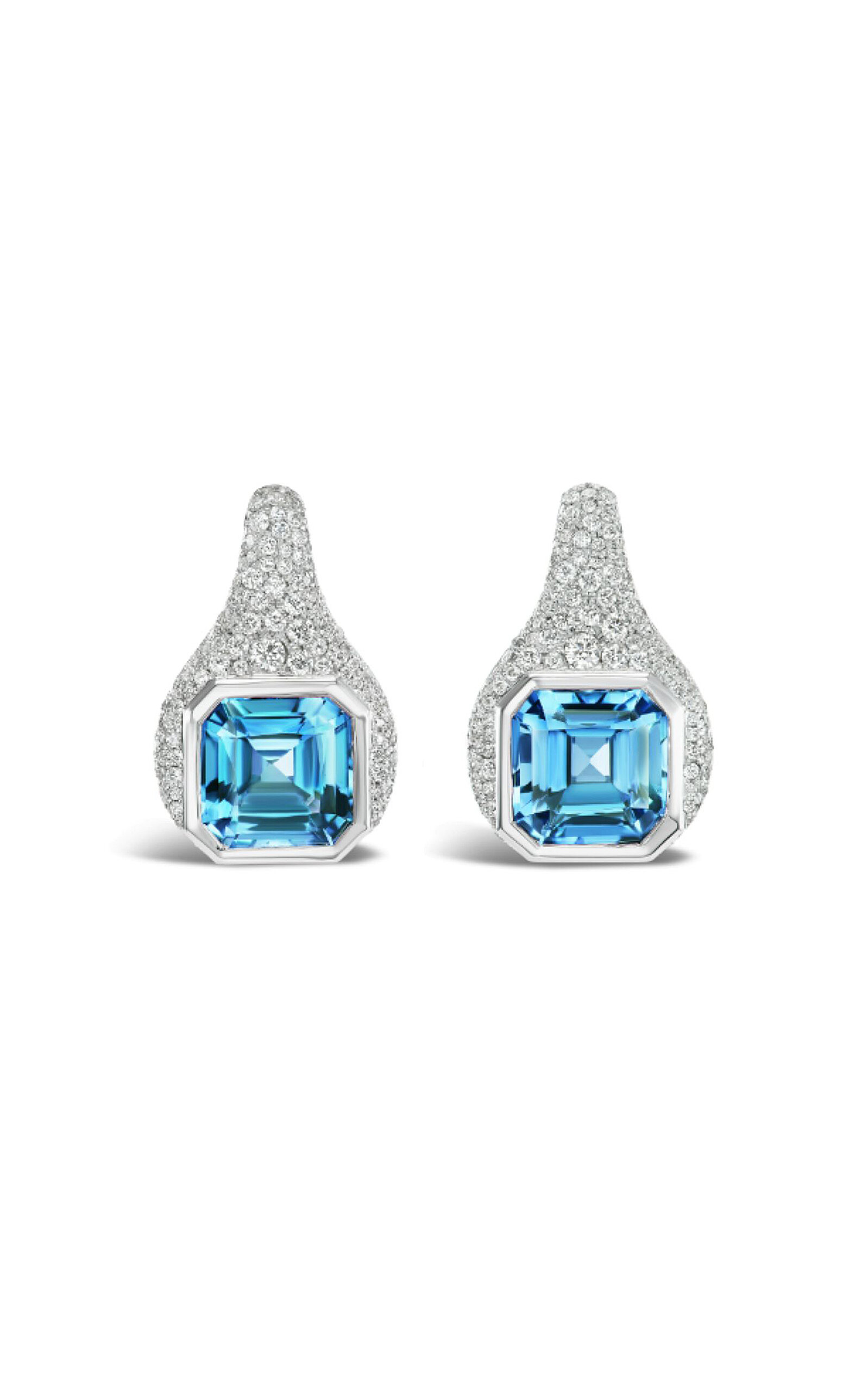 Gemella Jewels 18k White Gold; Aquamarine And Diamond Earrings In Blue