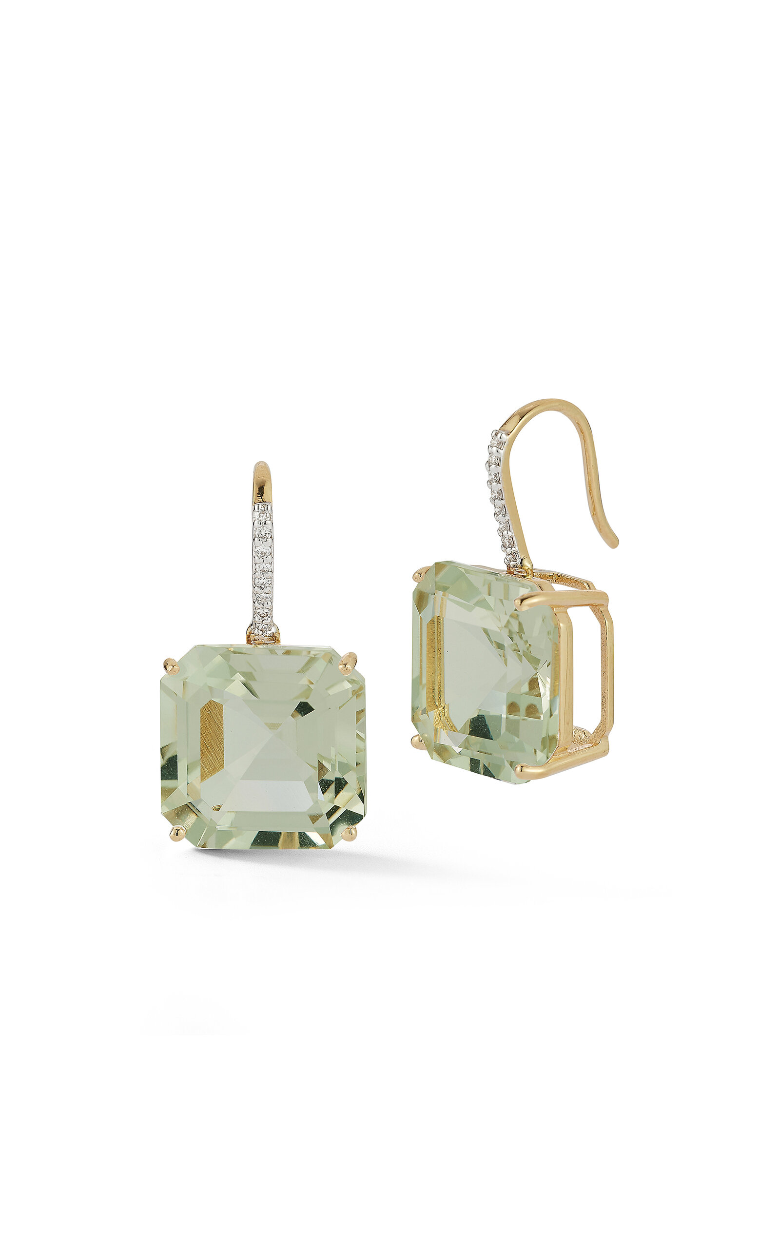 Mateo 14k Yellow Gold Amethyst Earrings In Green