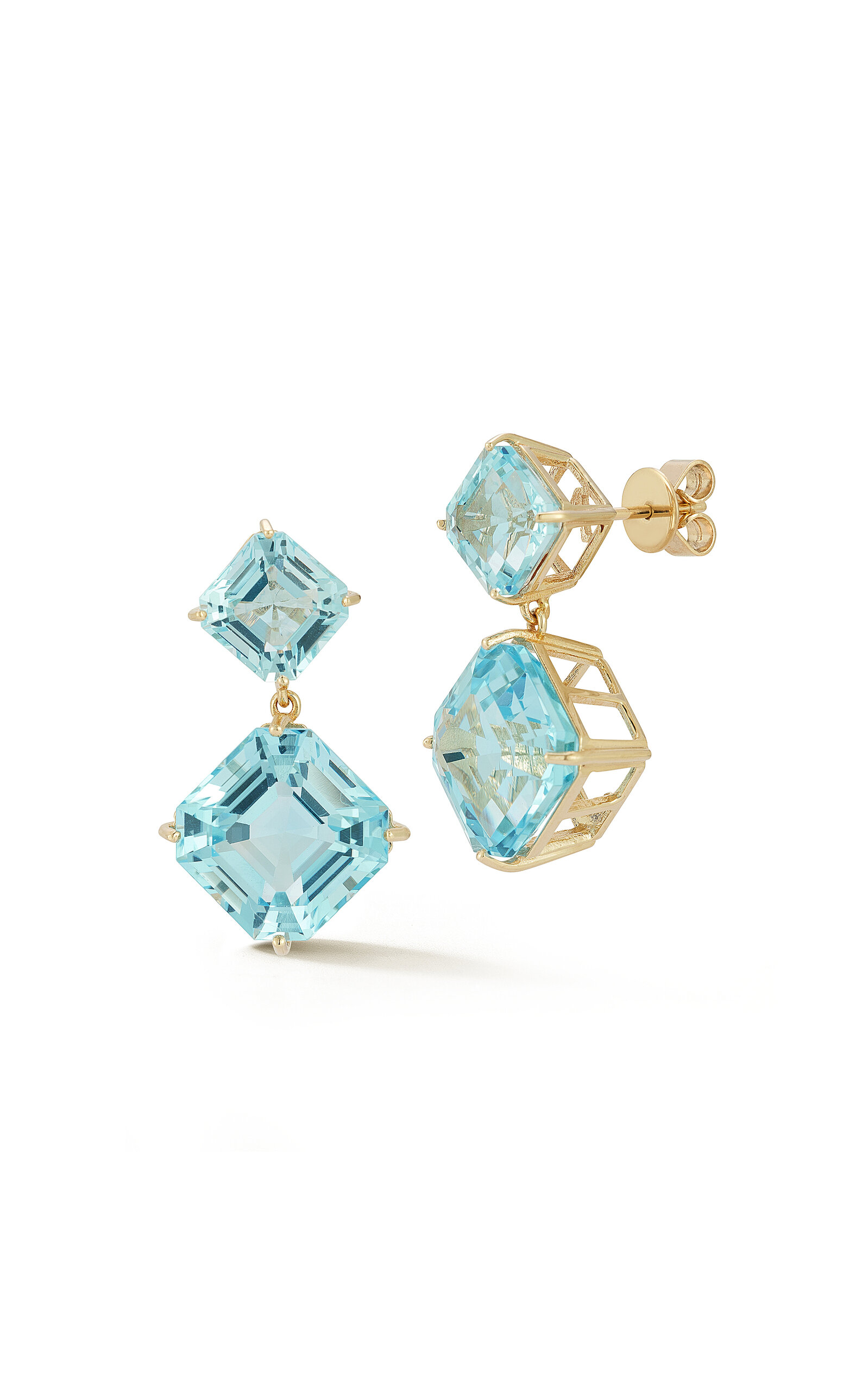 Mateo 14k Yellow Gold Topaz Earrings In Blue