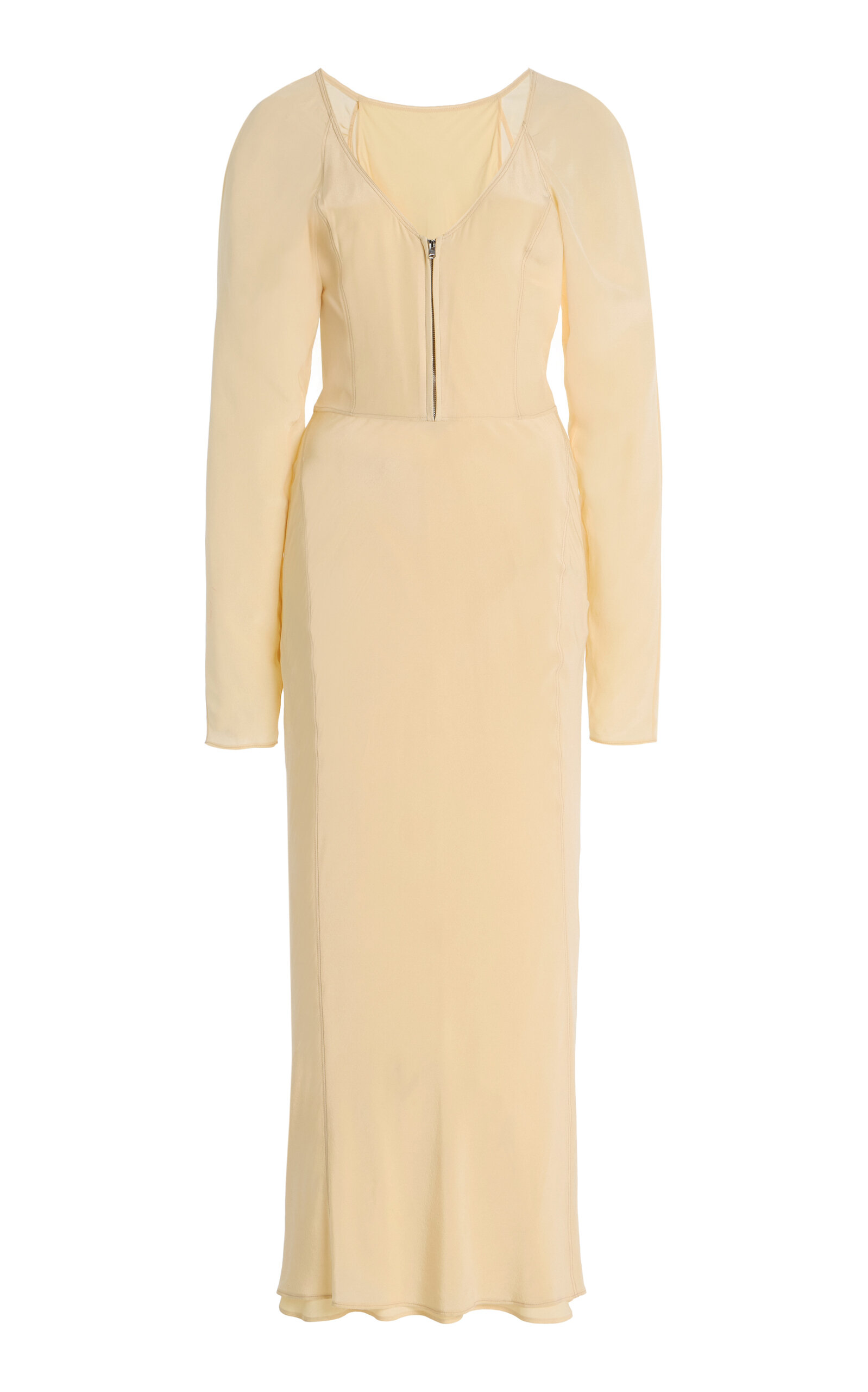 Lemaire Bias Cut Silk Dress In Neutral