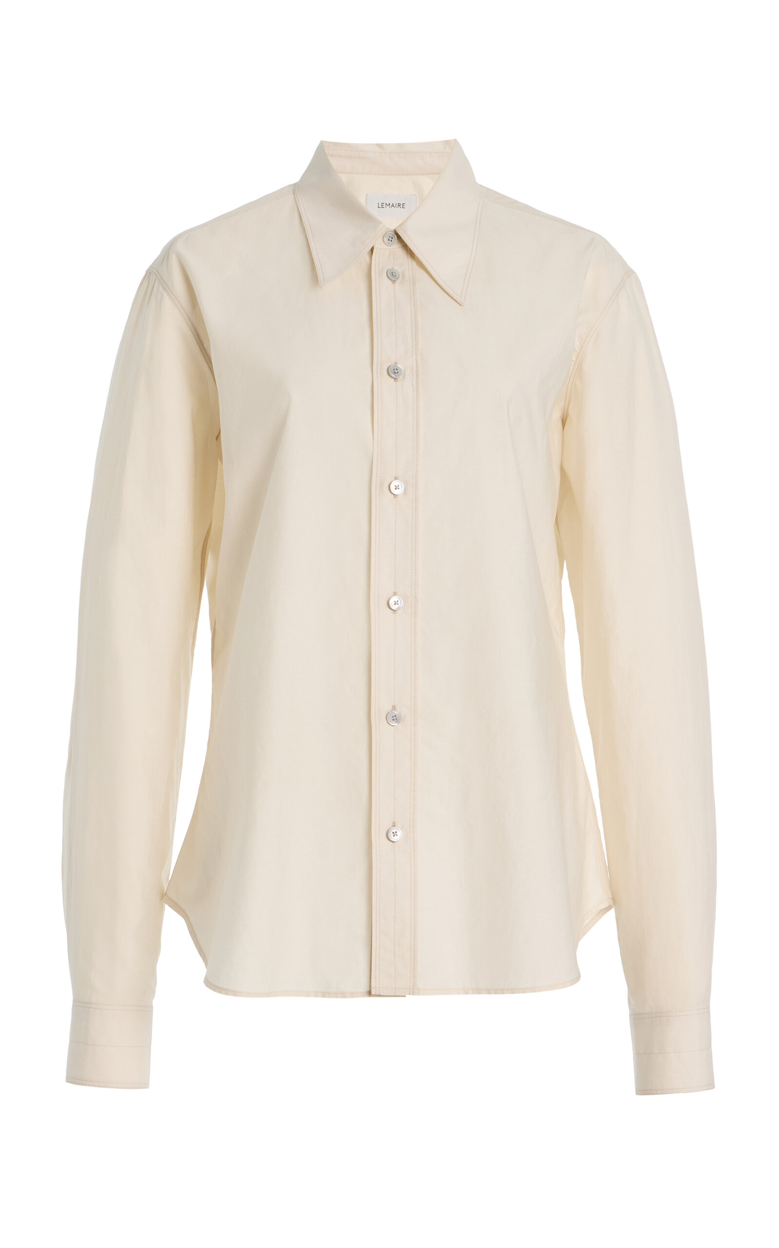 Lemaire Cotton-silk Pointed-collar Shirt In Neutral