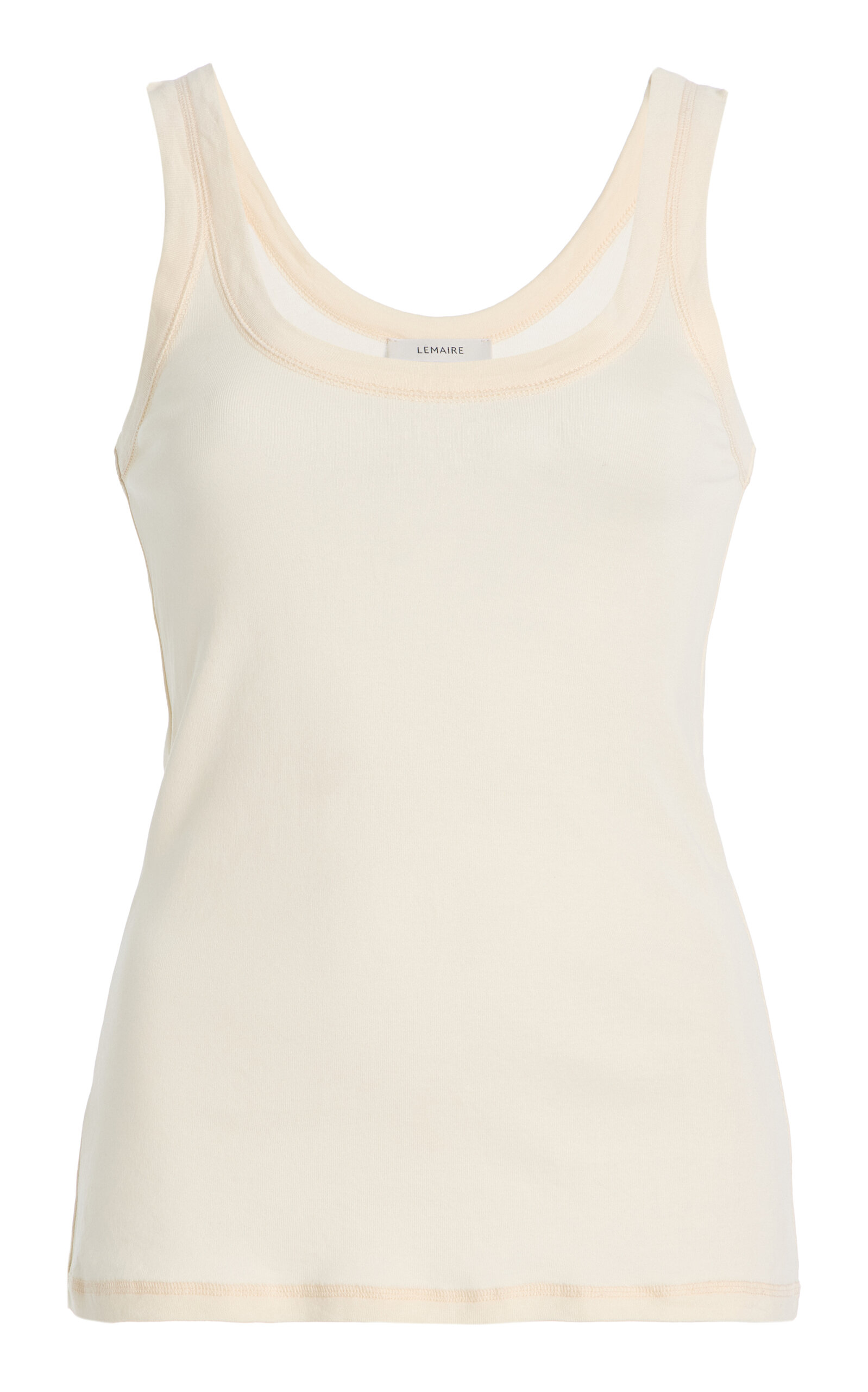 Lemaire Scoop Neck Sleeveless Cotton Tank Top In Neutral