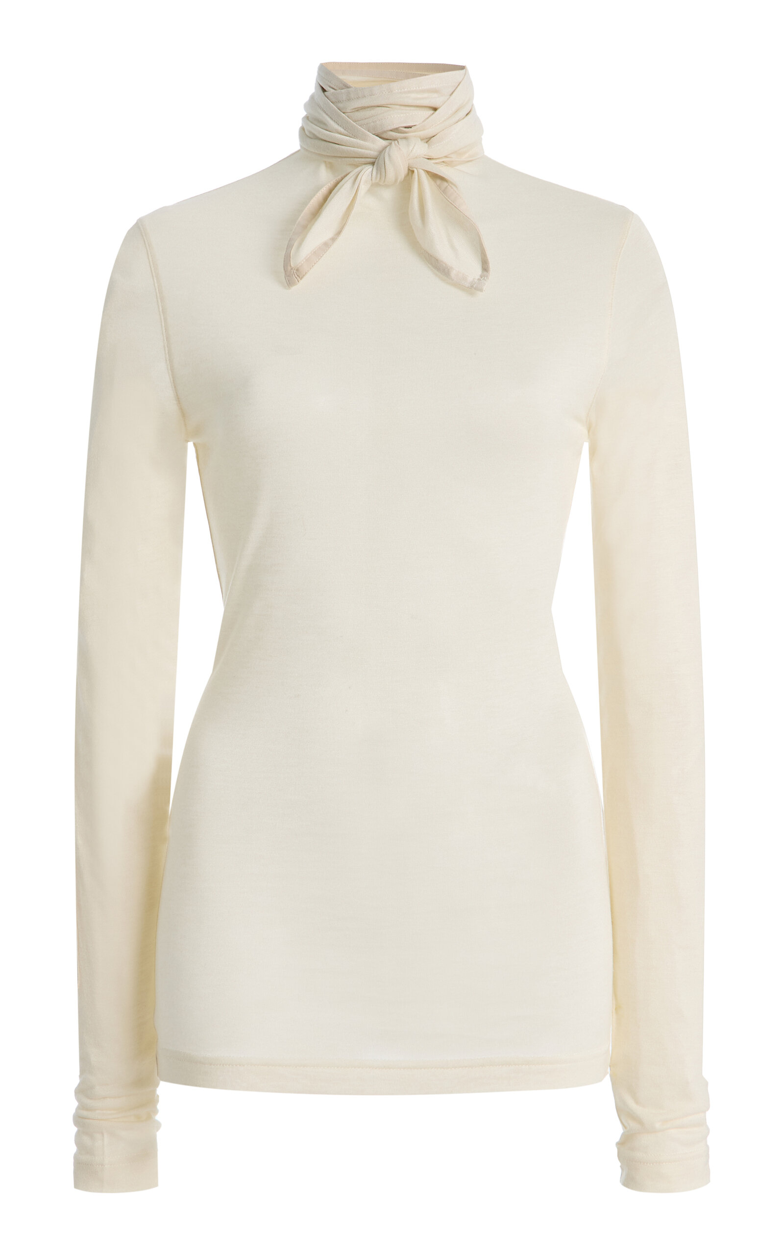 Lemaire Patch-Detailed Jersey Scarf-Neck Top