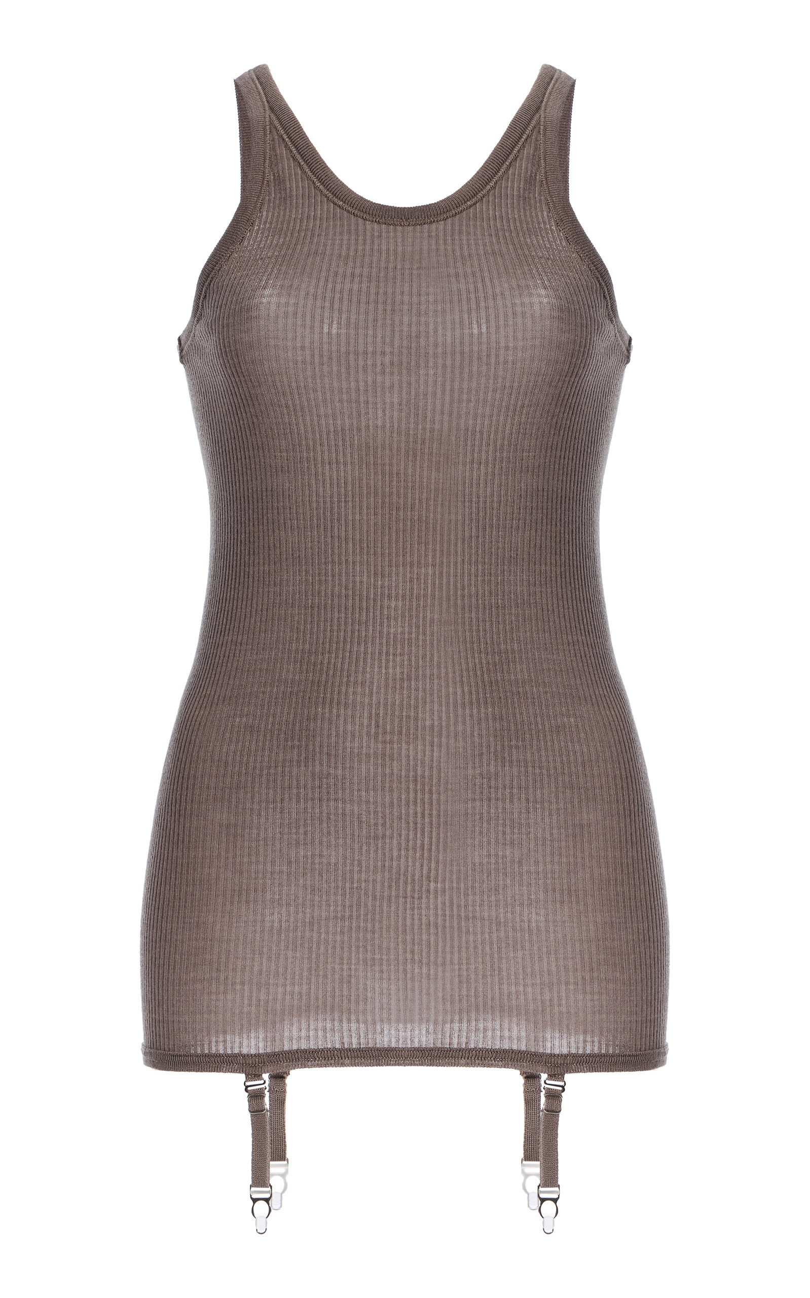 Lemaire Suspender-detailed Seamless Wool Tank Top In Brown
