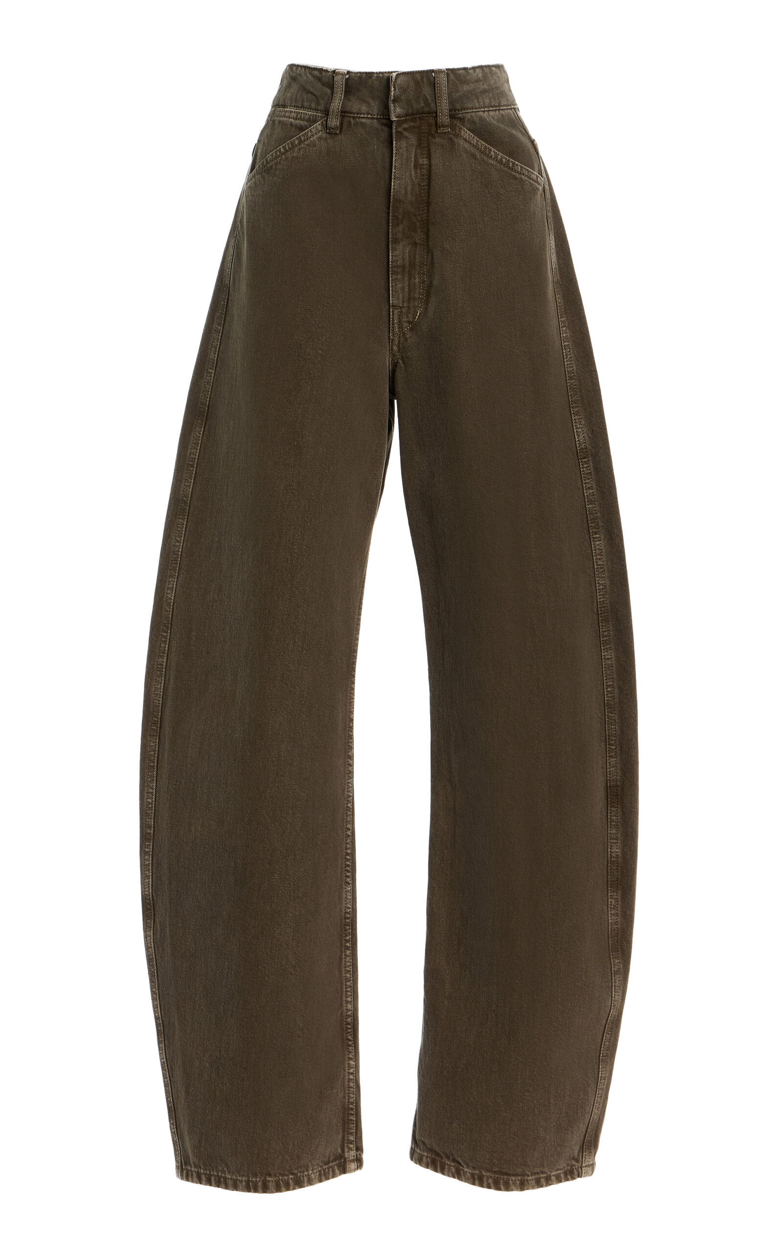 Lemaire High-rise Cotton Curved Pants In Green