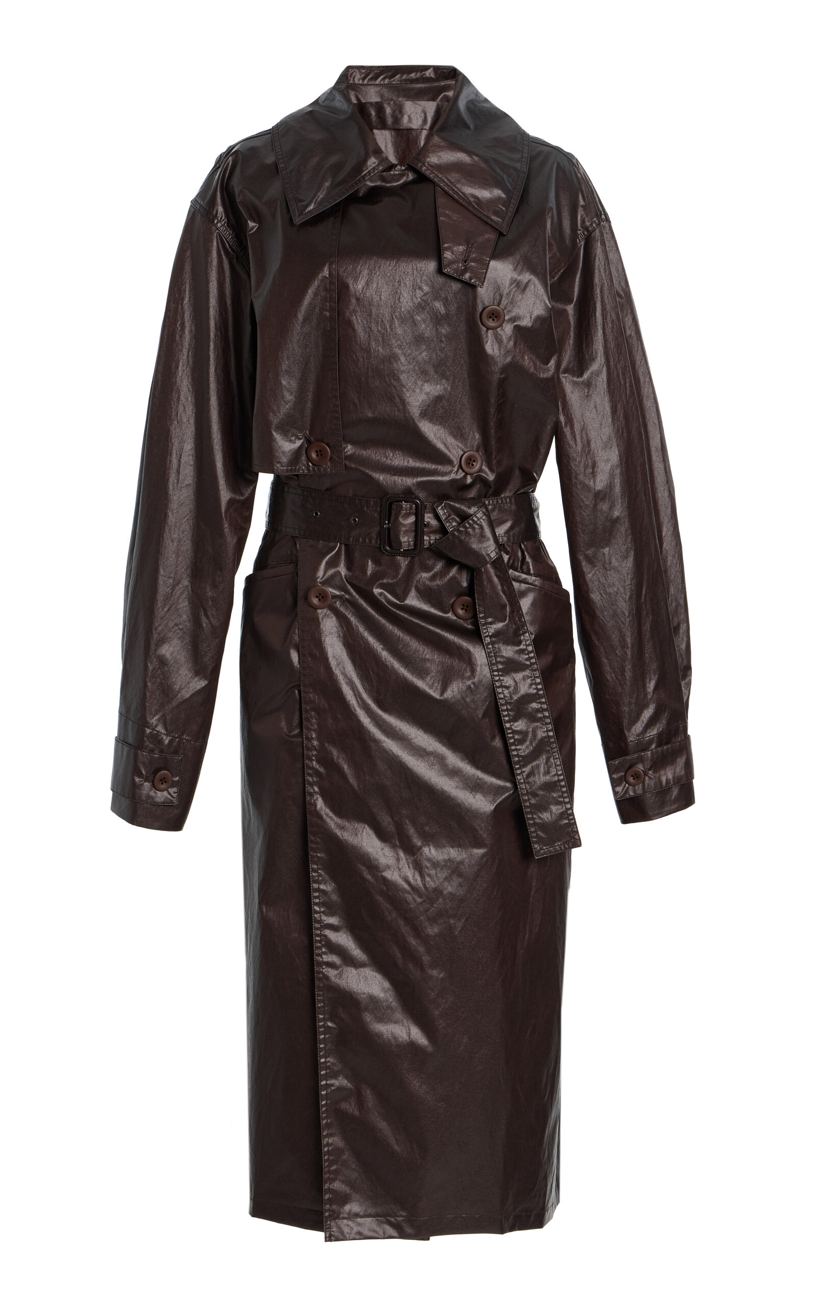 Lemaire Cotton-blend Trench Coat In Brown
