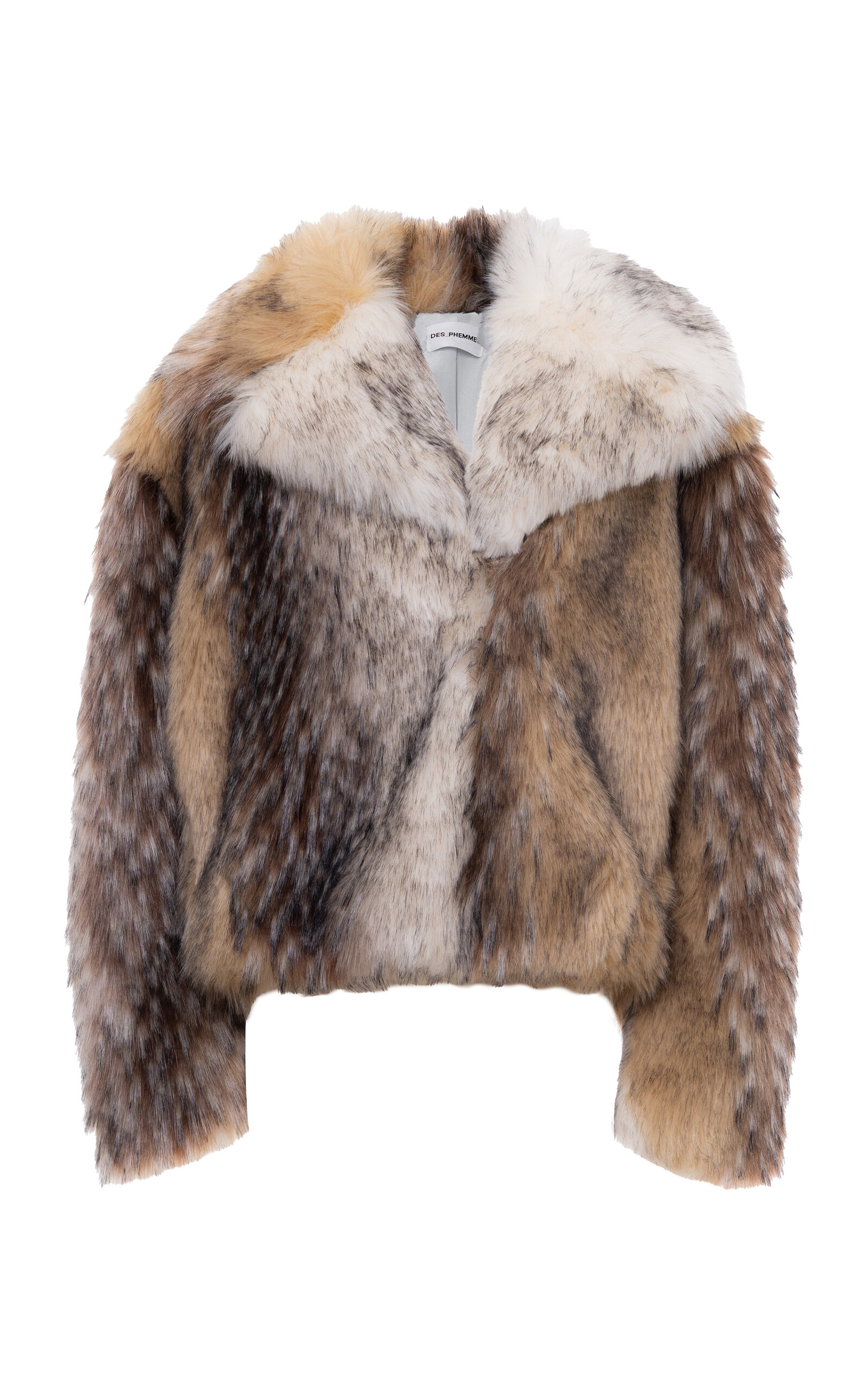 DES_PHEMMES Oversized Faux Fur Biker Jacket