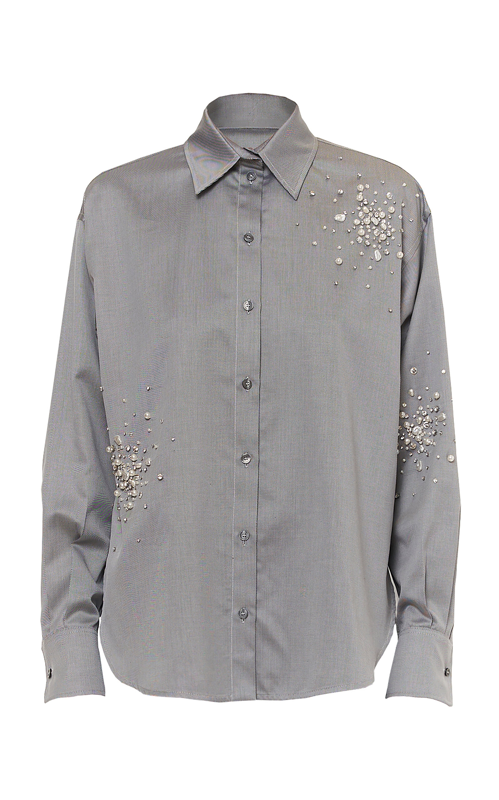 DES_PHEMMES Hand Embroidered Asymmetric Cotton Shirt