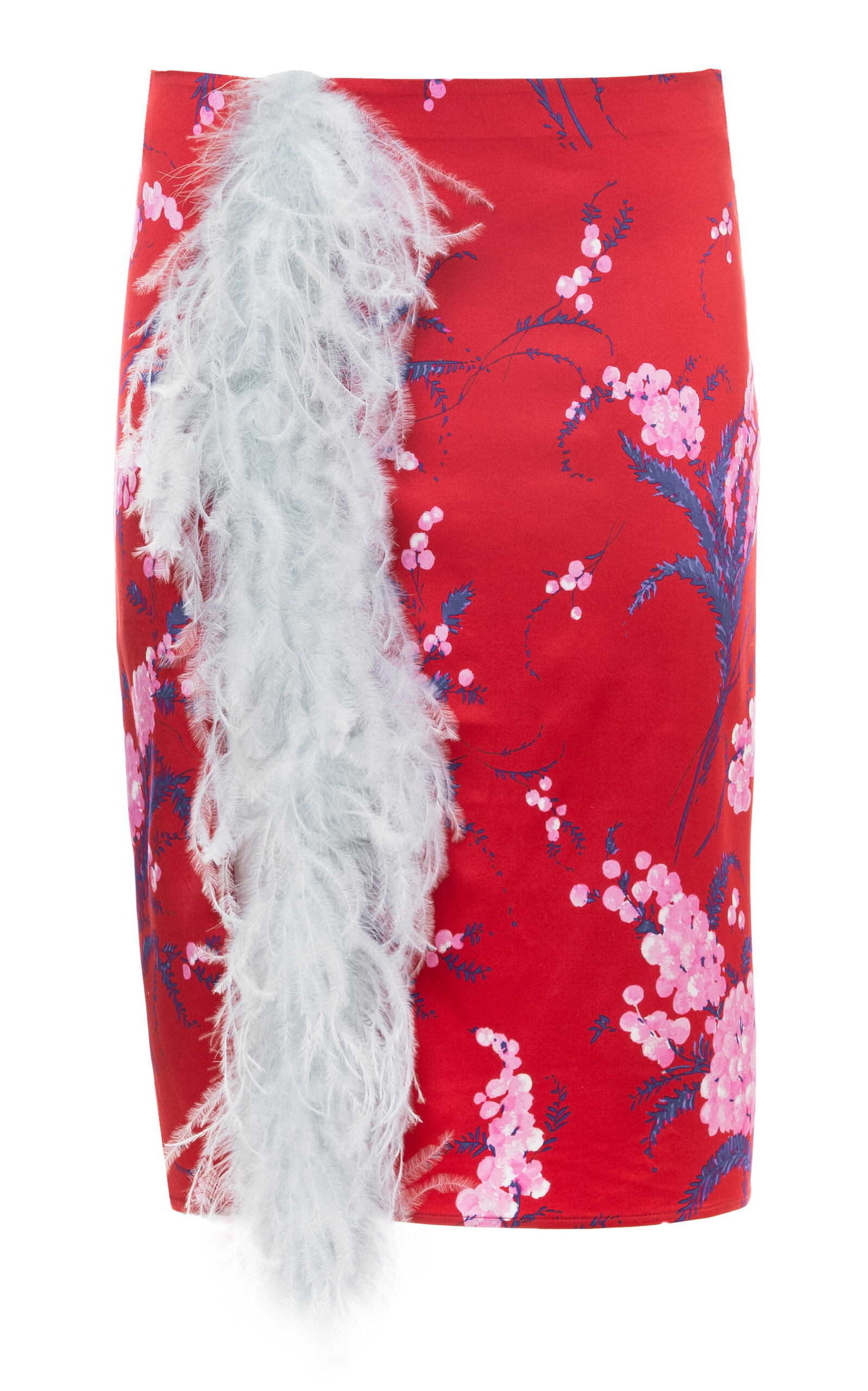 Des_phemmes Printed Satin Midi Skirt In Red