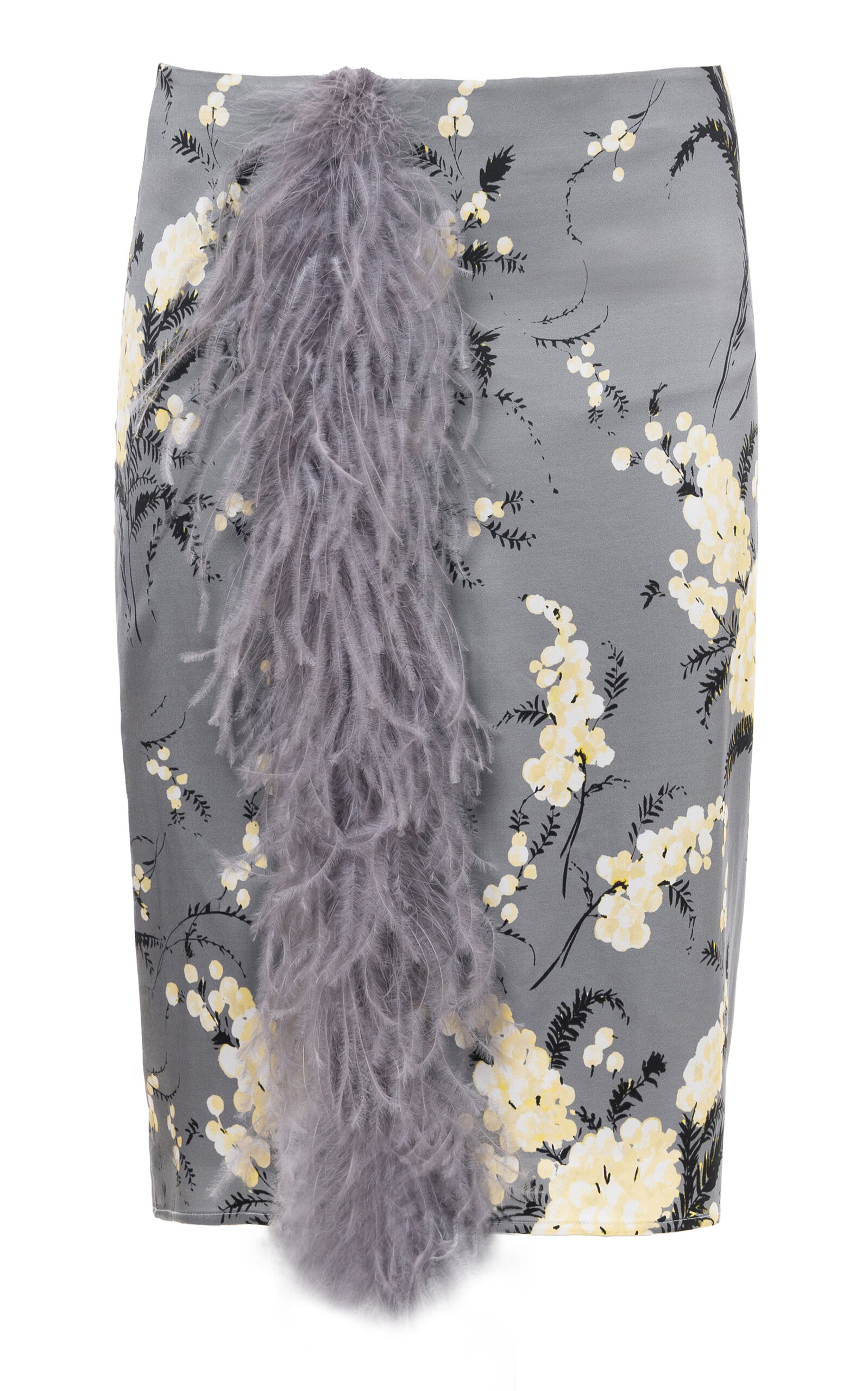 Des_phemmes Printed Satin Midi Skirt In Grey
