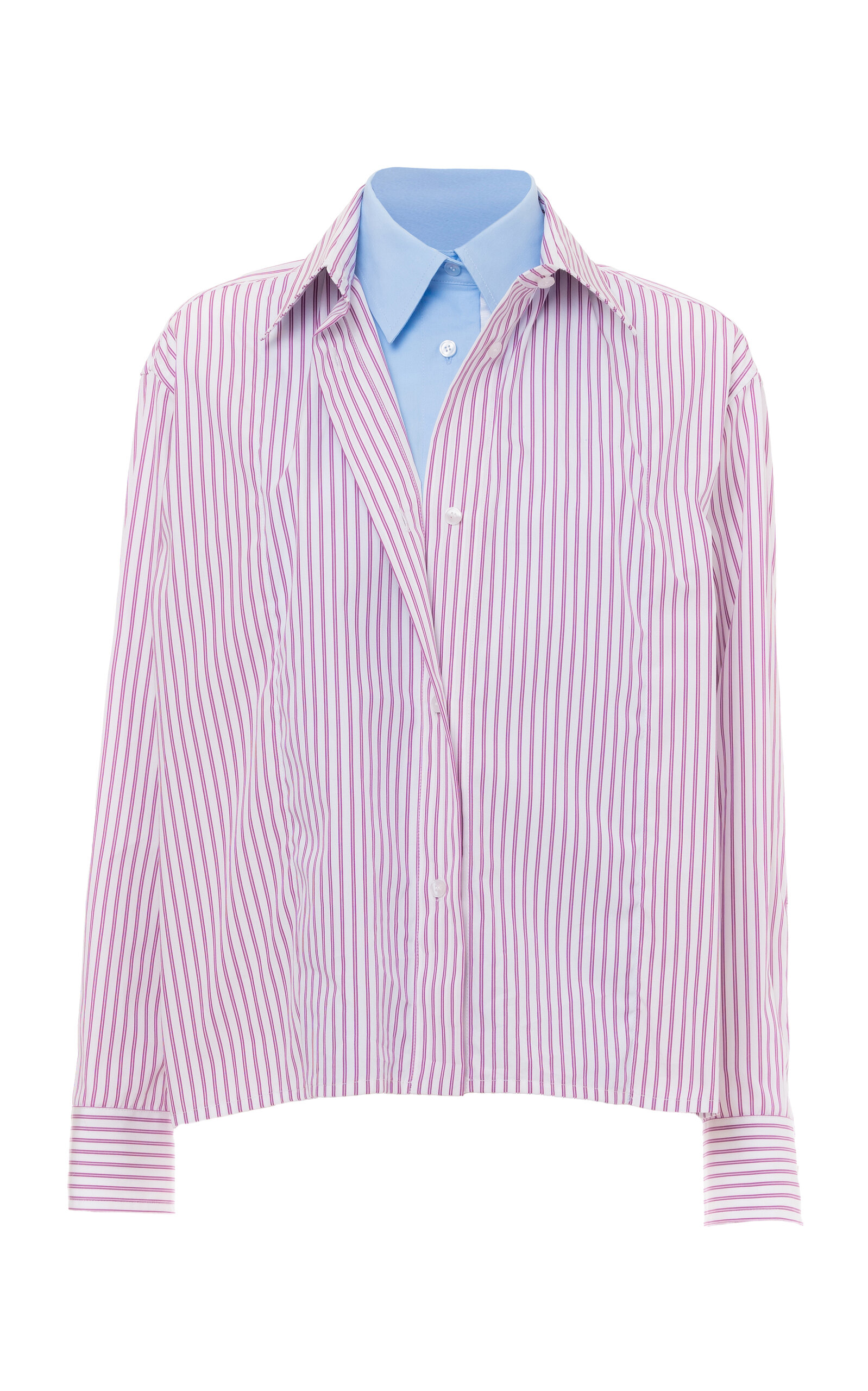 Des_phemmes Double Layer Boyfriend Button Up Shirt In Pink