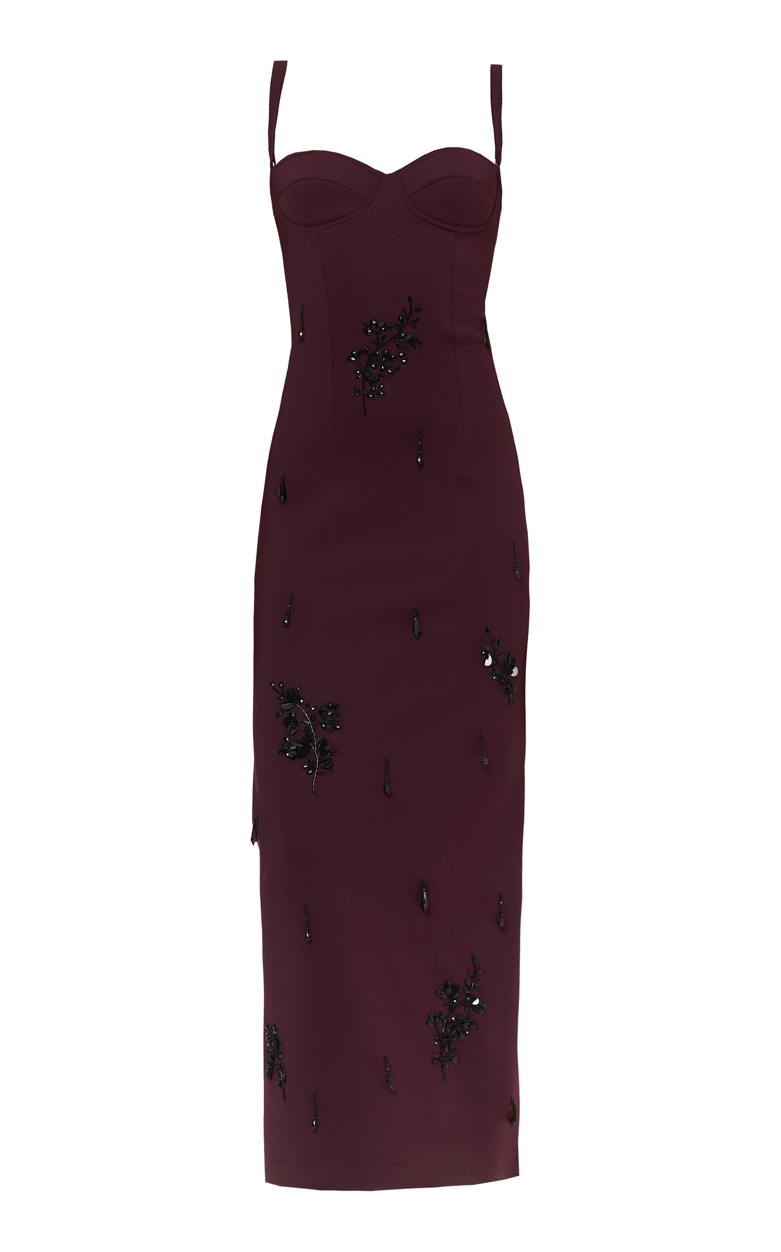 DES_PHEMMES Bustier Midi Dress With Crystals Embroidery