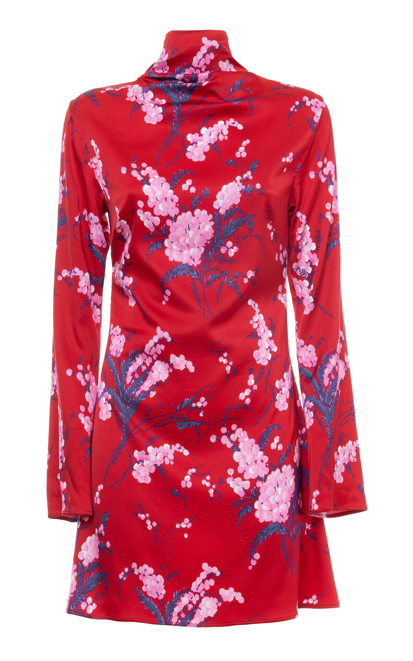 Des_phemmes Bow Tie Printed Satin Dress In Red