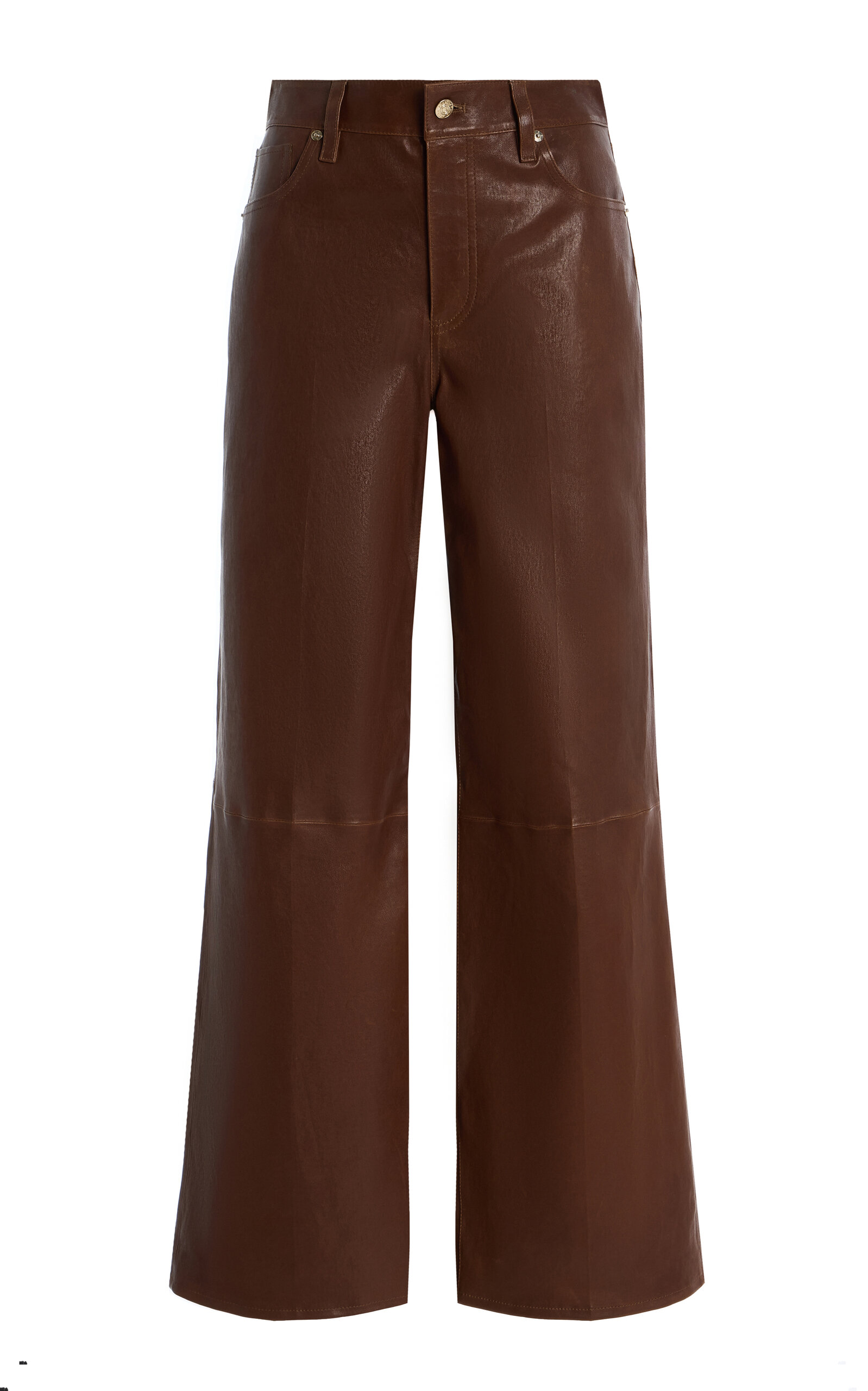 Frame Le Slim Palazzo Leather Jeans In Brown