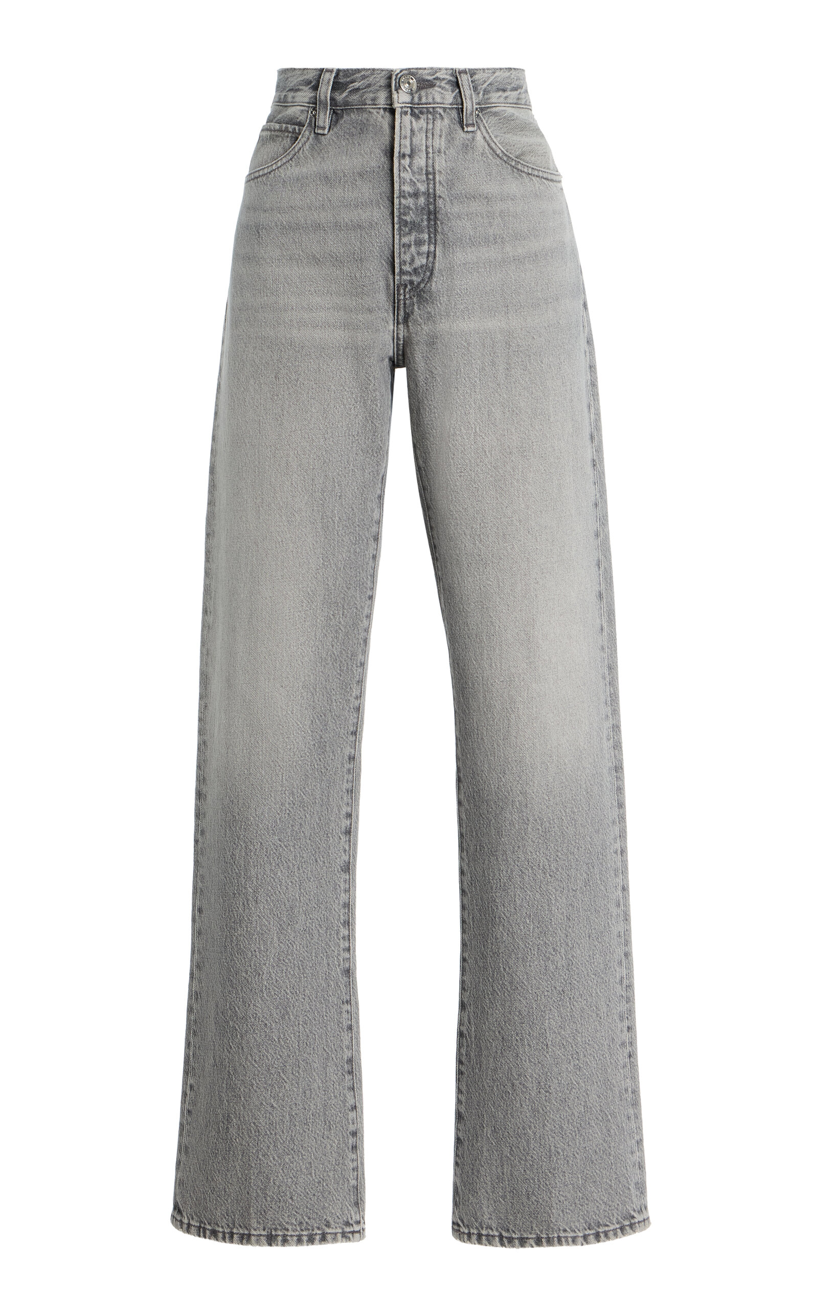 Frame The Vertical Rigid High-rise Straight-leg Jeans In Gray