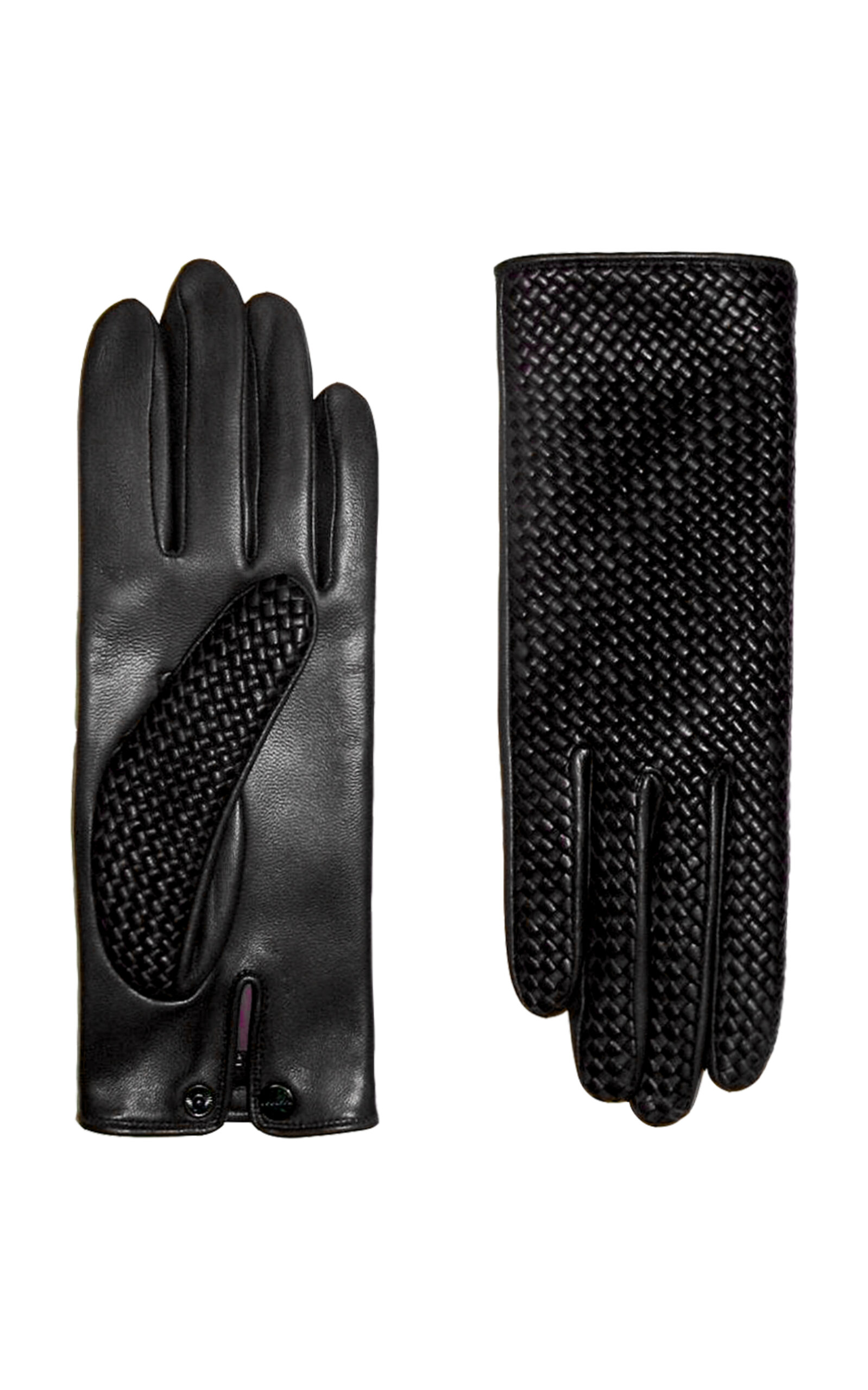 Agnelle Chloe Woven Lambskin Glove Lined In Black