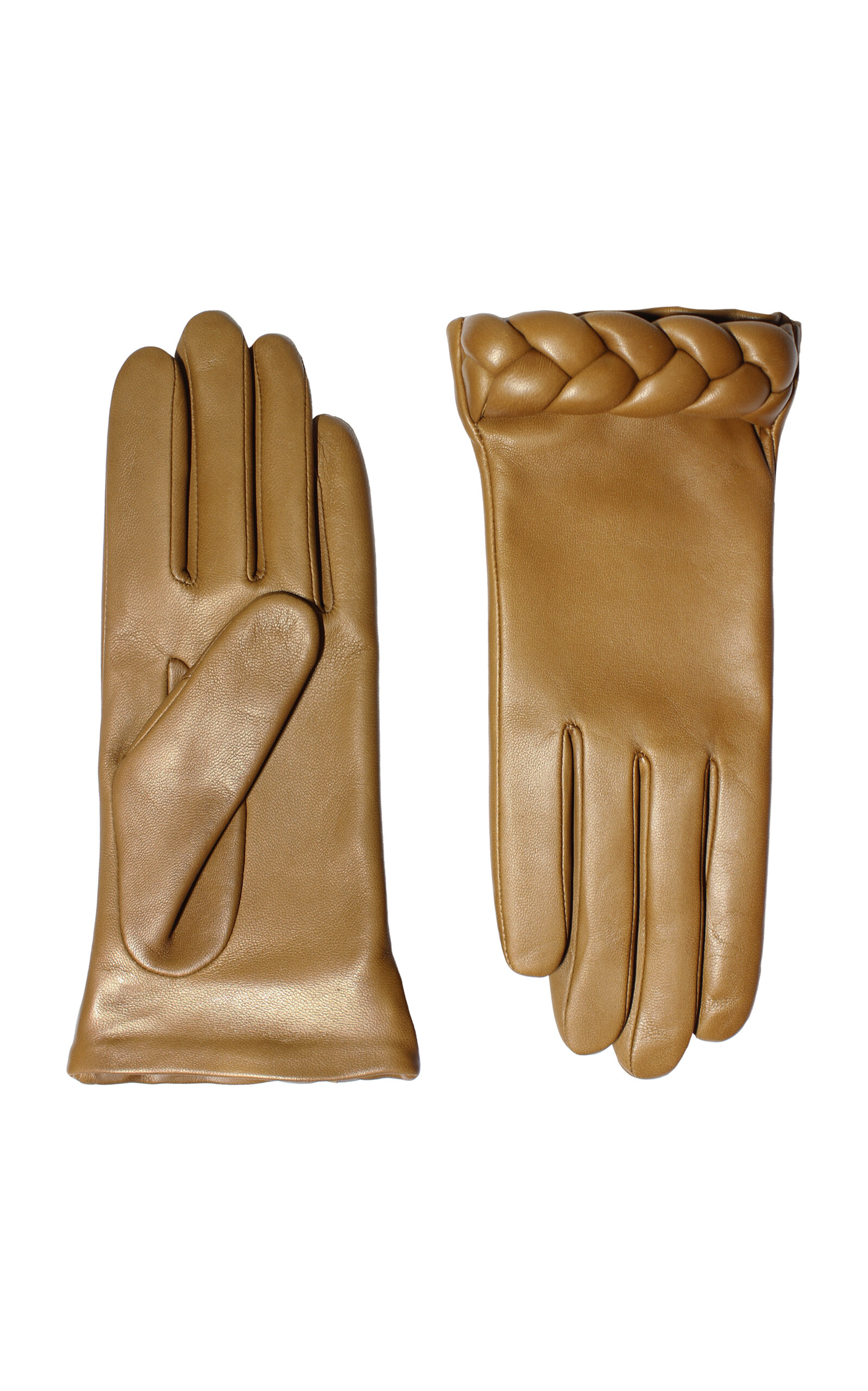 Agnelle Edith Leather Gloves In Brown
