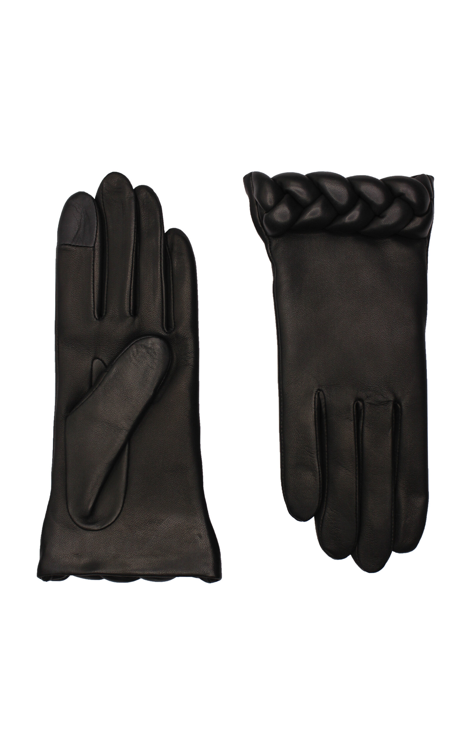 Agnelle Edith Leather Gloves In Black