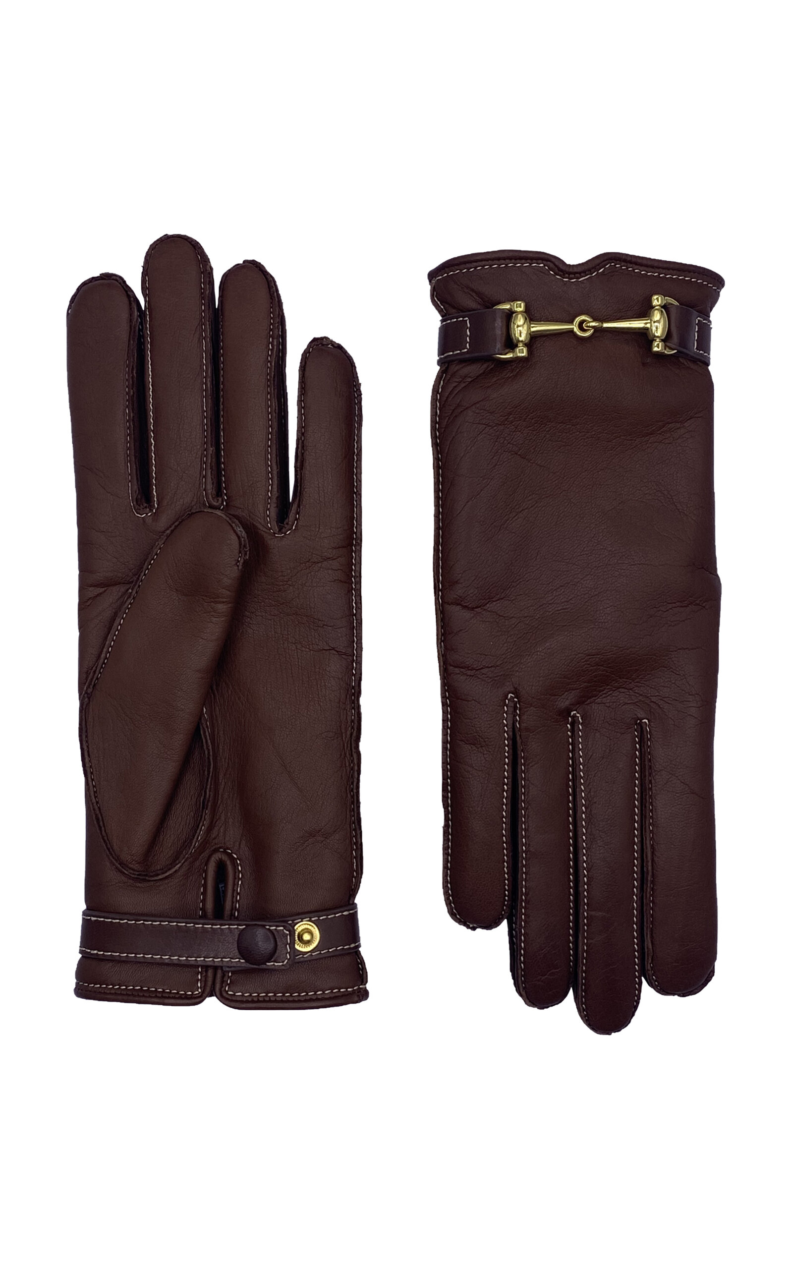 Agnelle Greco Bit Hardware Leather Gloves In Whisky