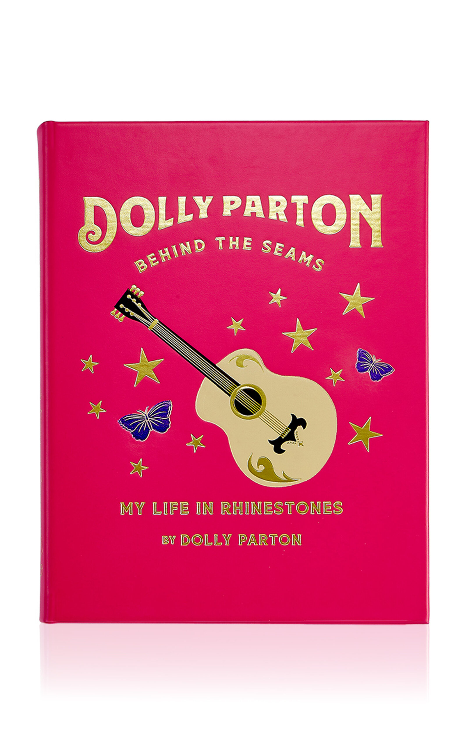 Graphic Image Behind The Seams: My Life In Rhinestones Leather-bound Book By Dolly Parton, Personalized In Pink