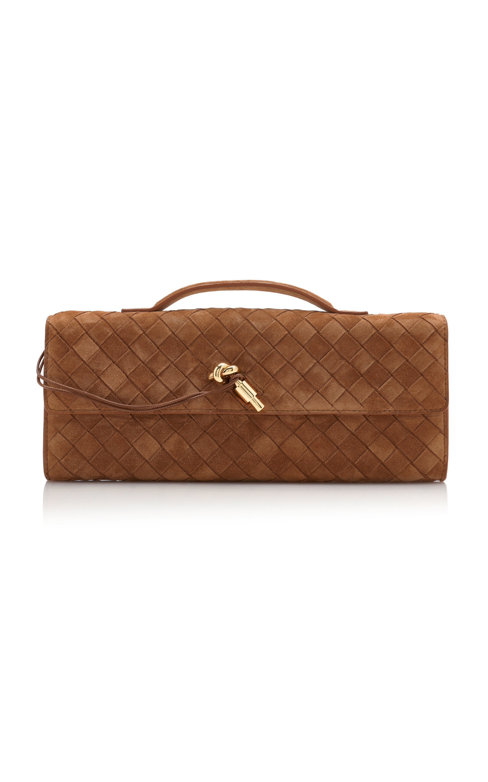 Bottega Veneta Andiamo Intrecciato Suede Clutch