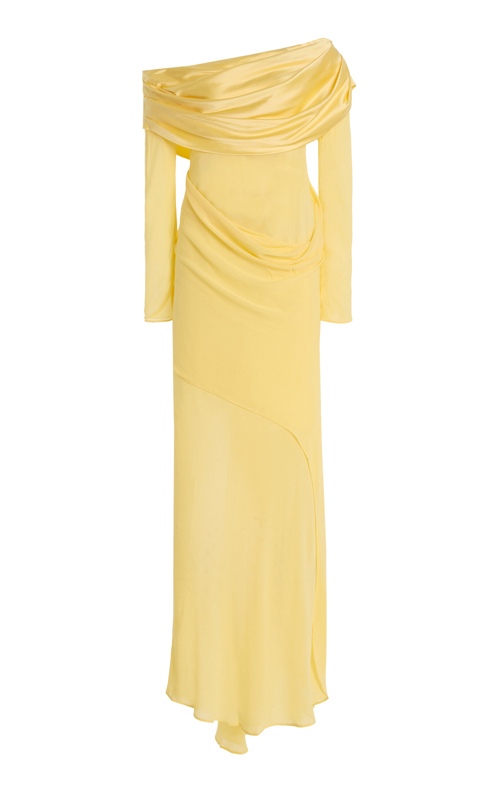 Christopher Esber Exclusive Draped Off-the-shoulder Silk Maxi Dress In Yellow