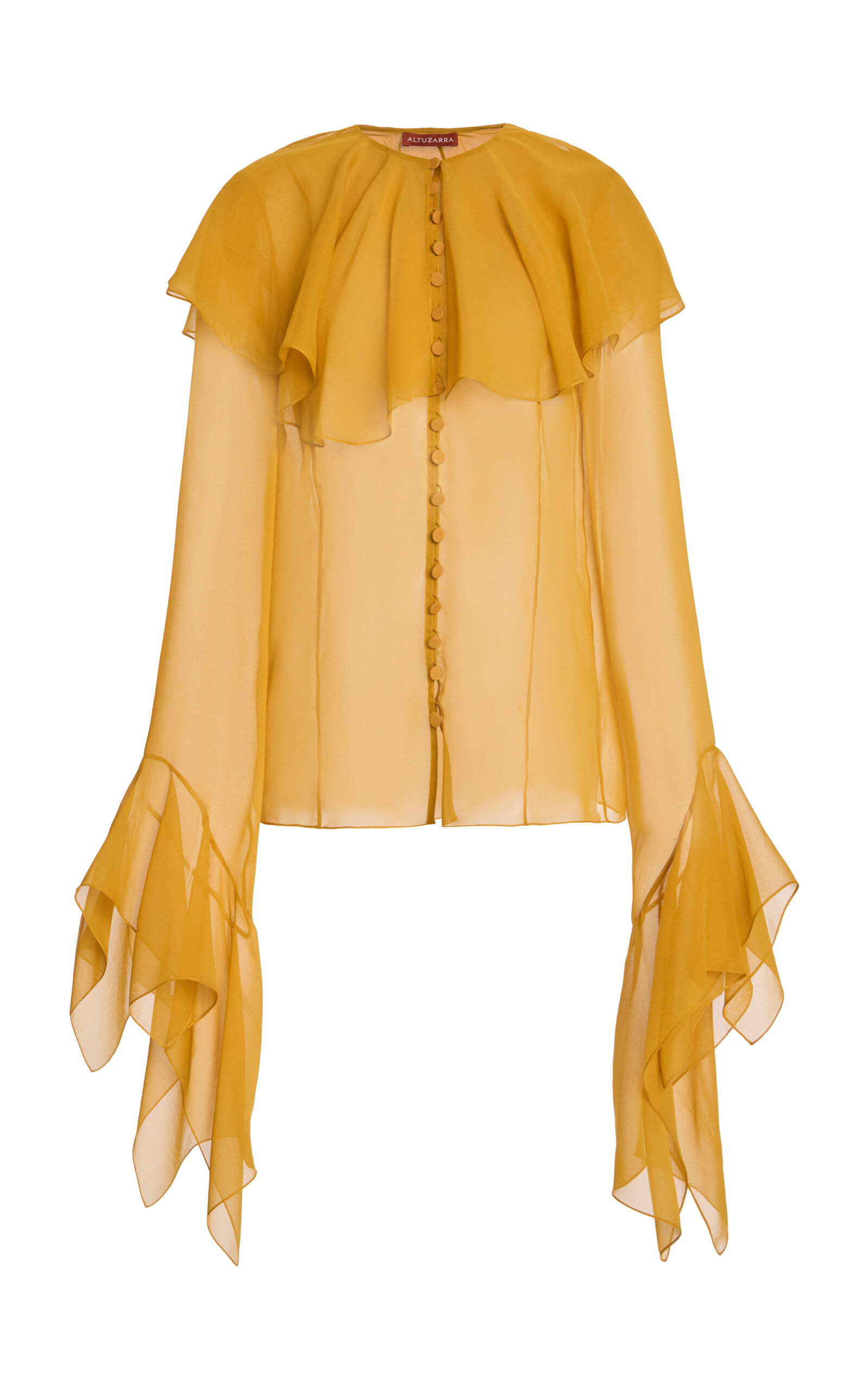 Altuzarra Alida Ruffled Silk Organza Shirt In Orange