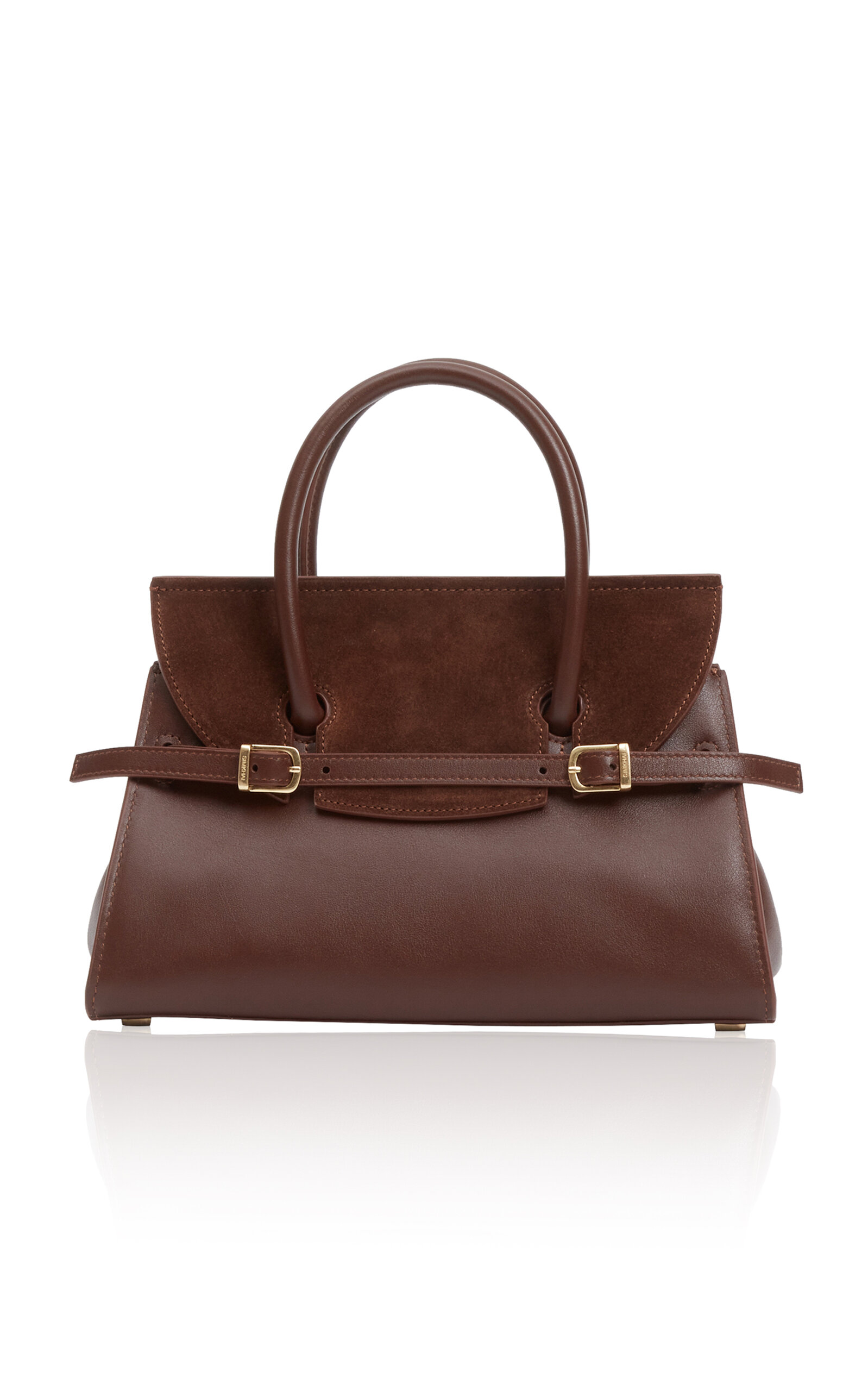 River Small Suede and Leather Top Handle Bag