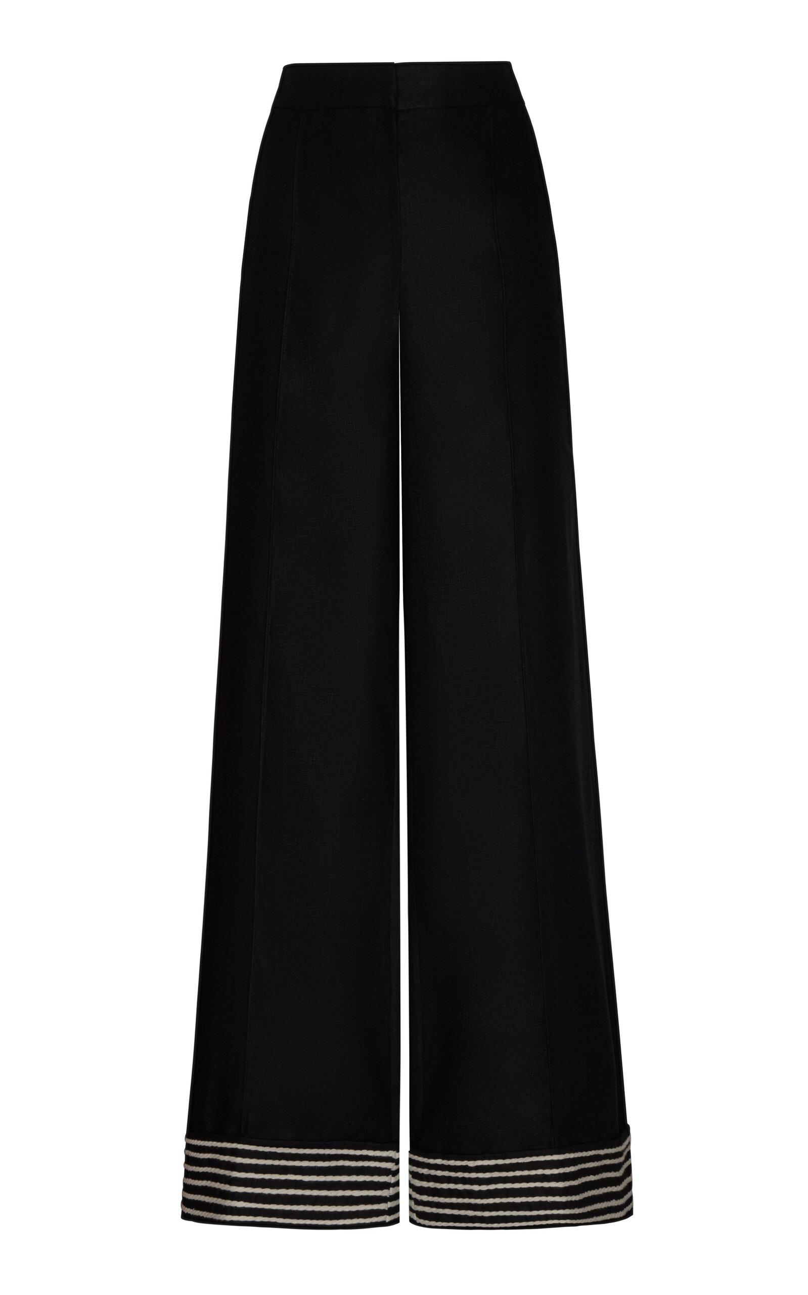 Andres Otalora Tu Sutileza Embroidered Linen Pants In Black,white