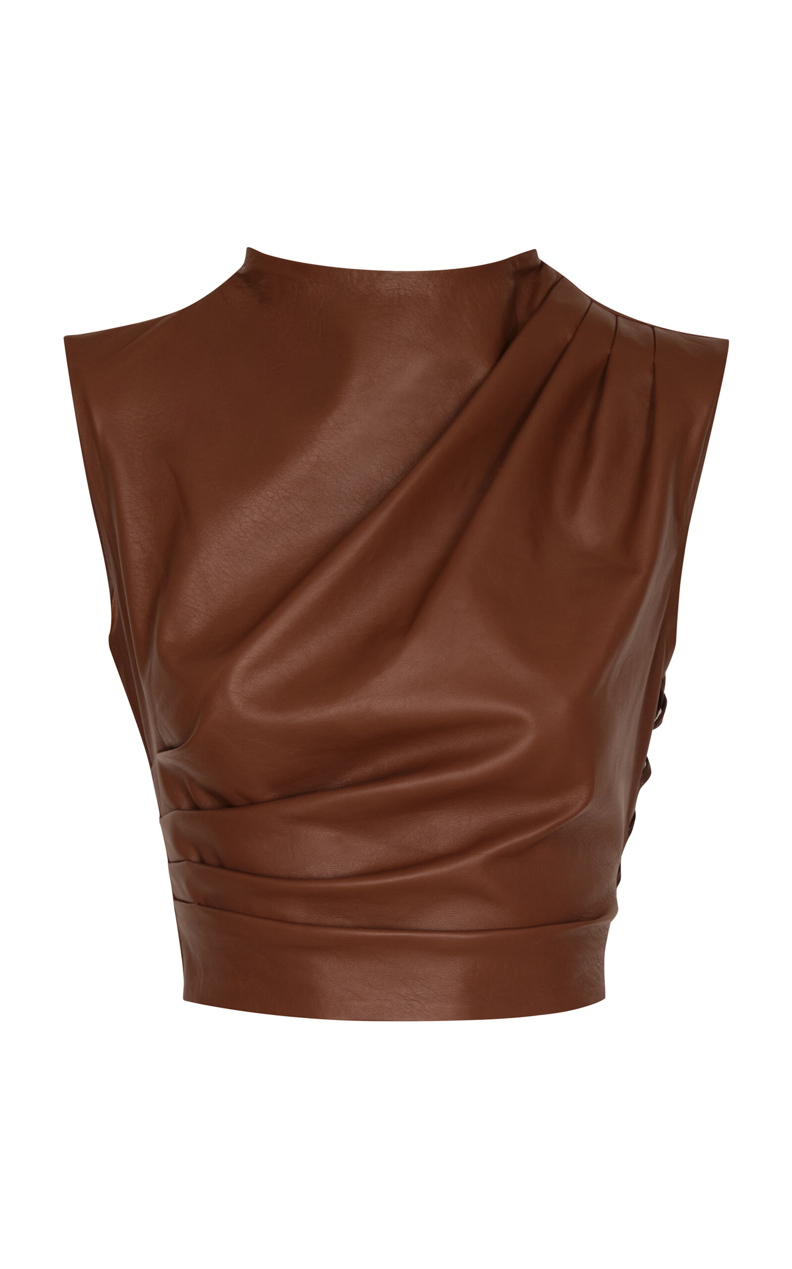 Andres Otalora Recuerdame Gathered Leather Top
