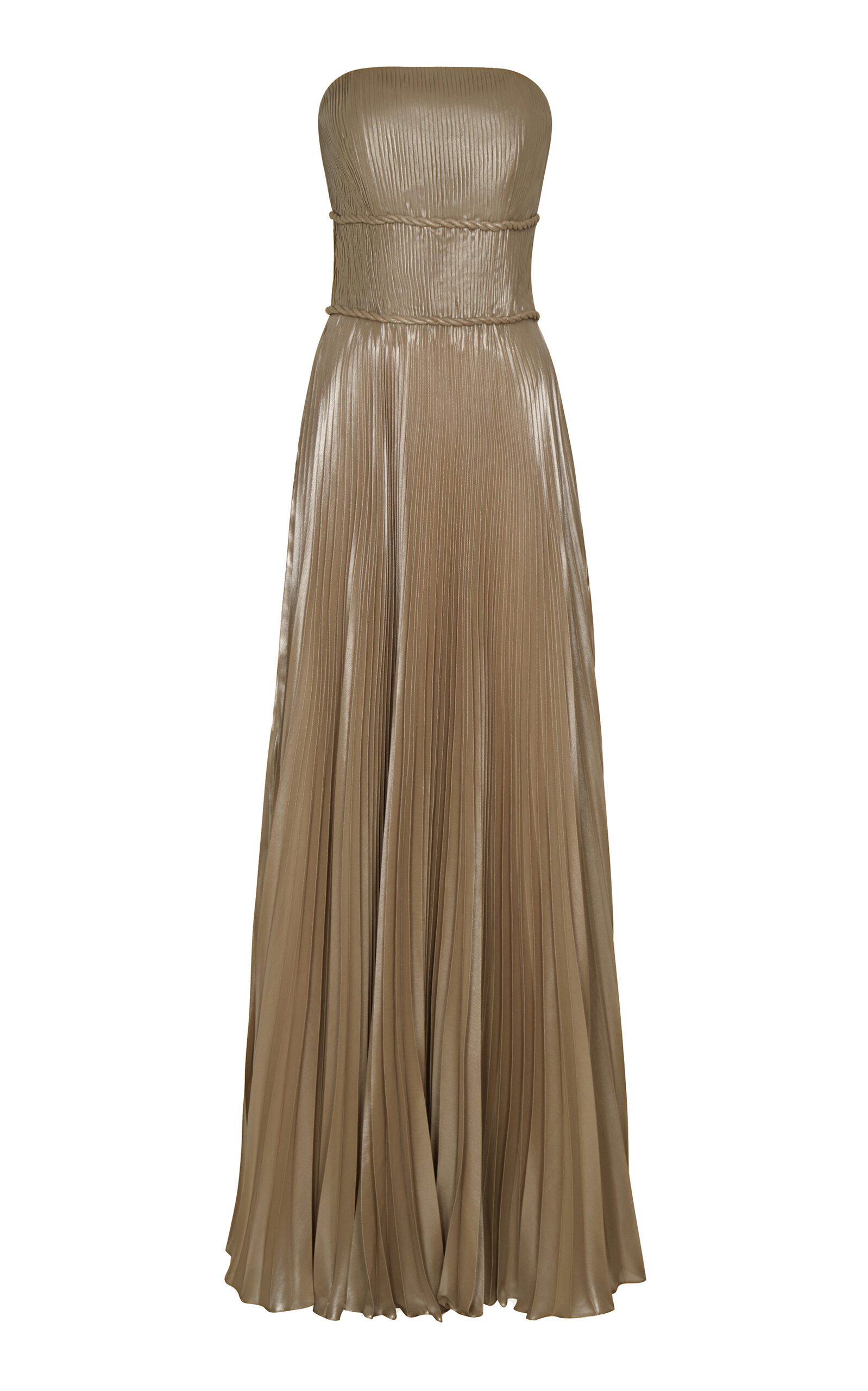 Andres Otalora Eterna Pleated Chiffon Gown In Gold