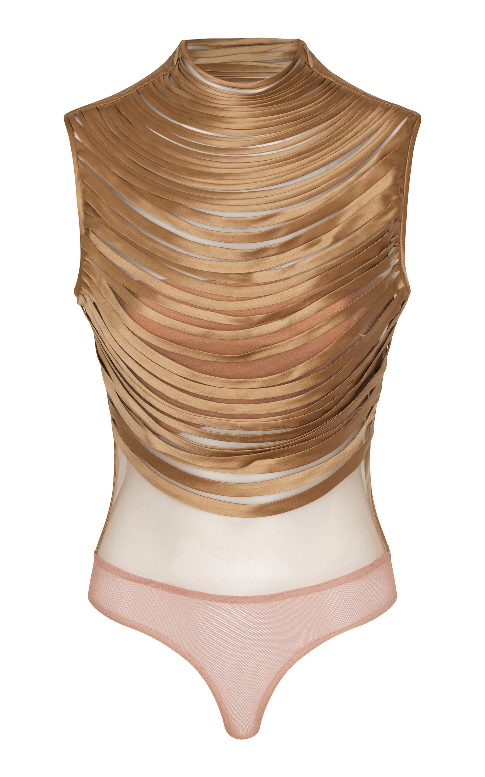 Andres Otalora Pulsos Silk Bodysuit In Gold