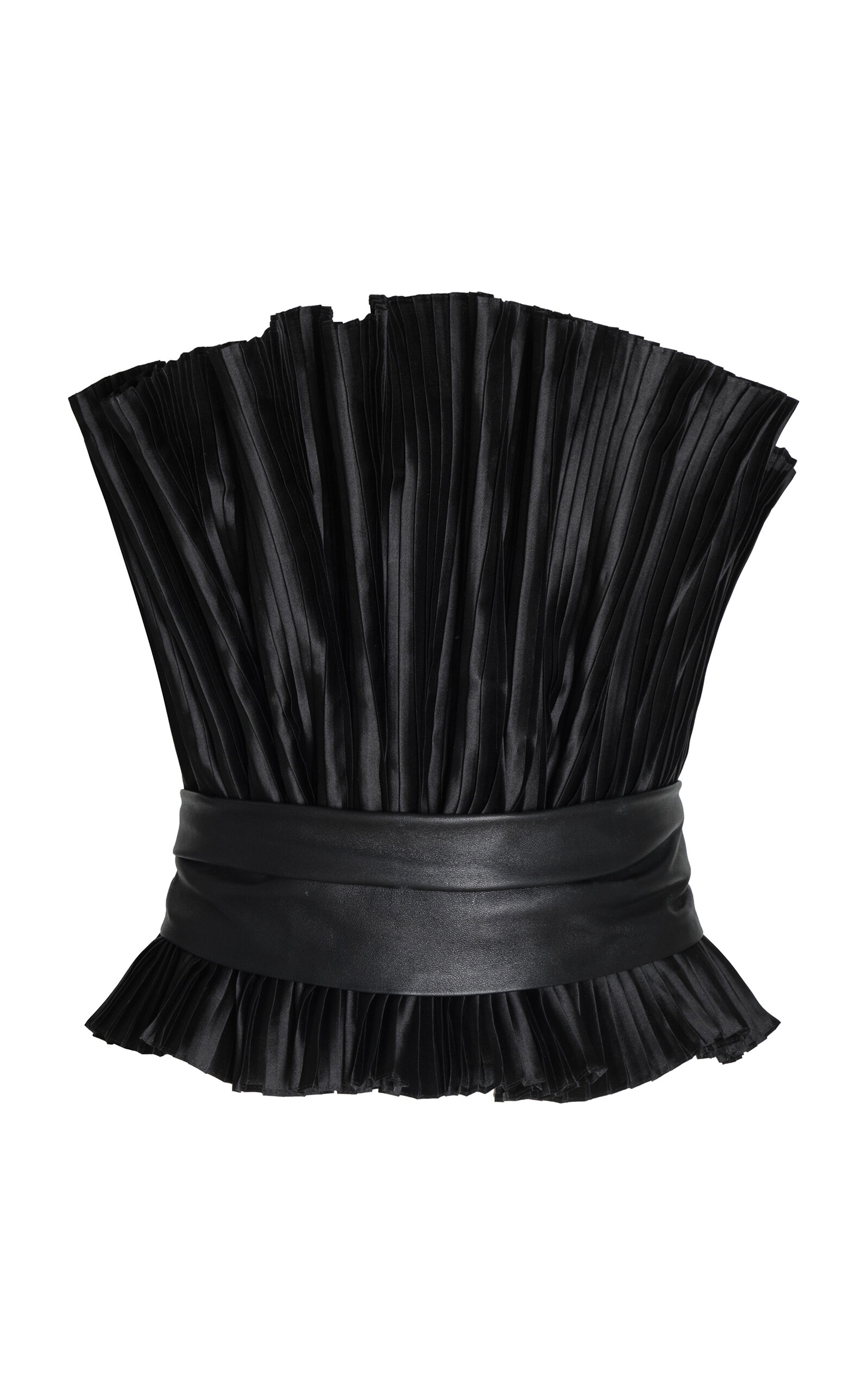 Andres Otalora Senda Perenne Pleated Satin Top In Black
