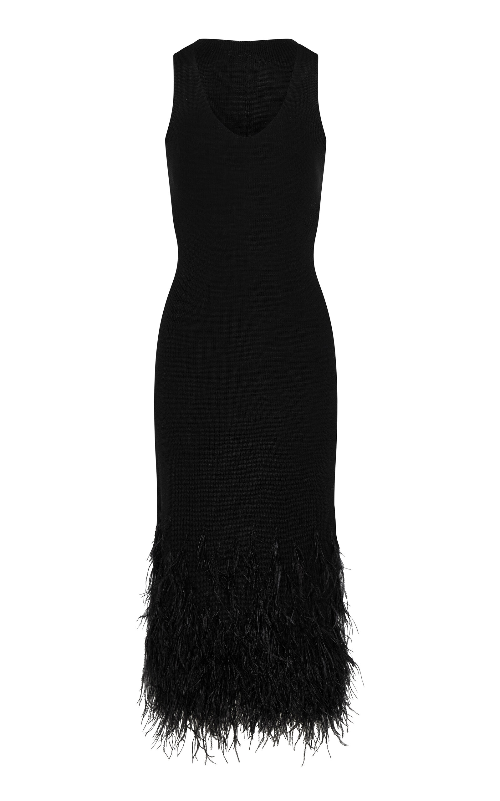 Andres Otalora Murmullo Sutil Feathered Knitted Midi Dress