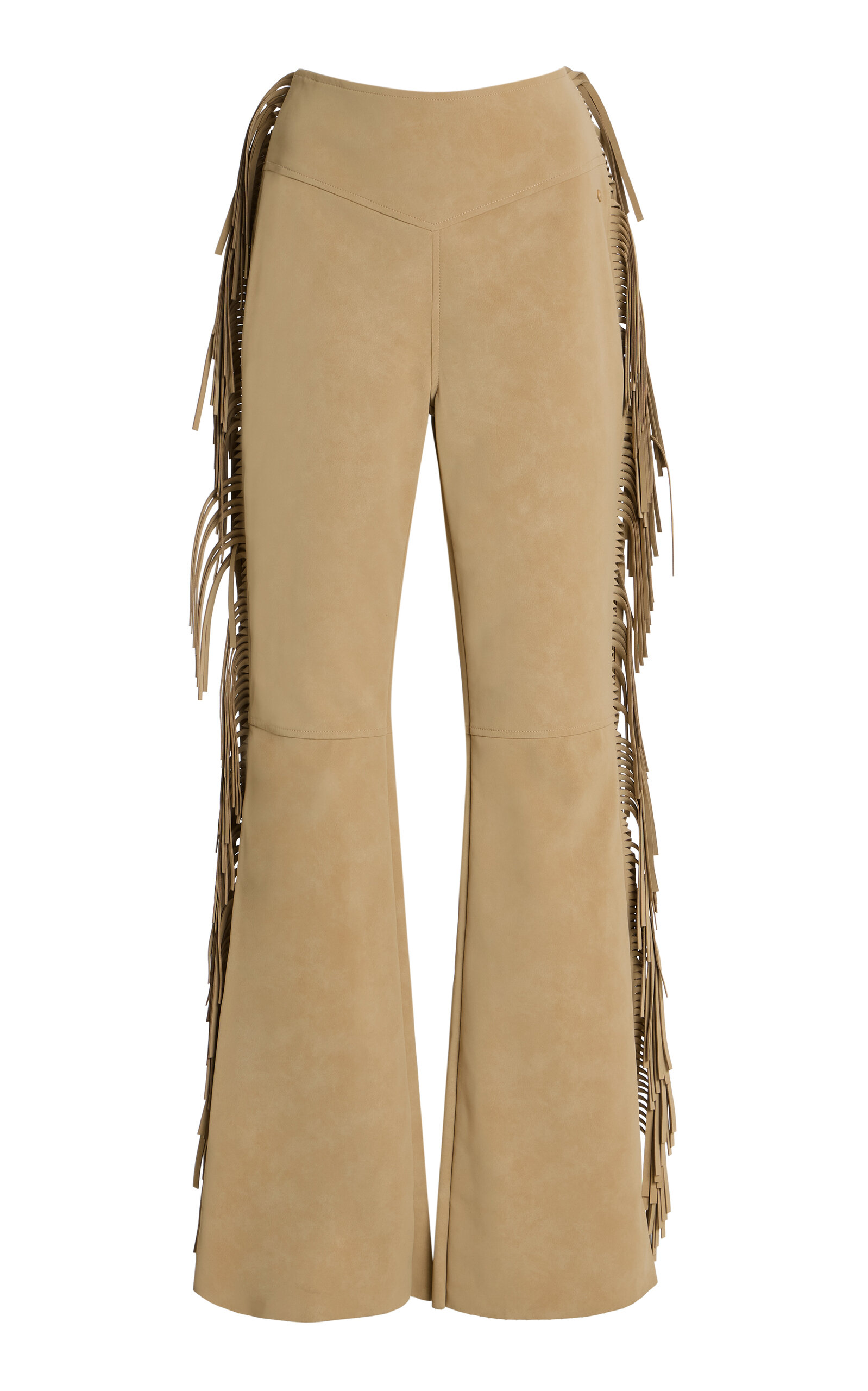 Goldbergh Lina Fringed Vegan Leather Flare Pants In Neutral