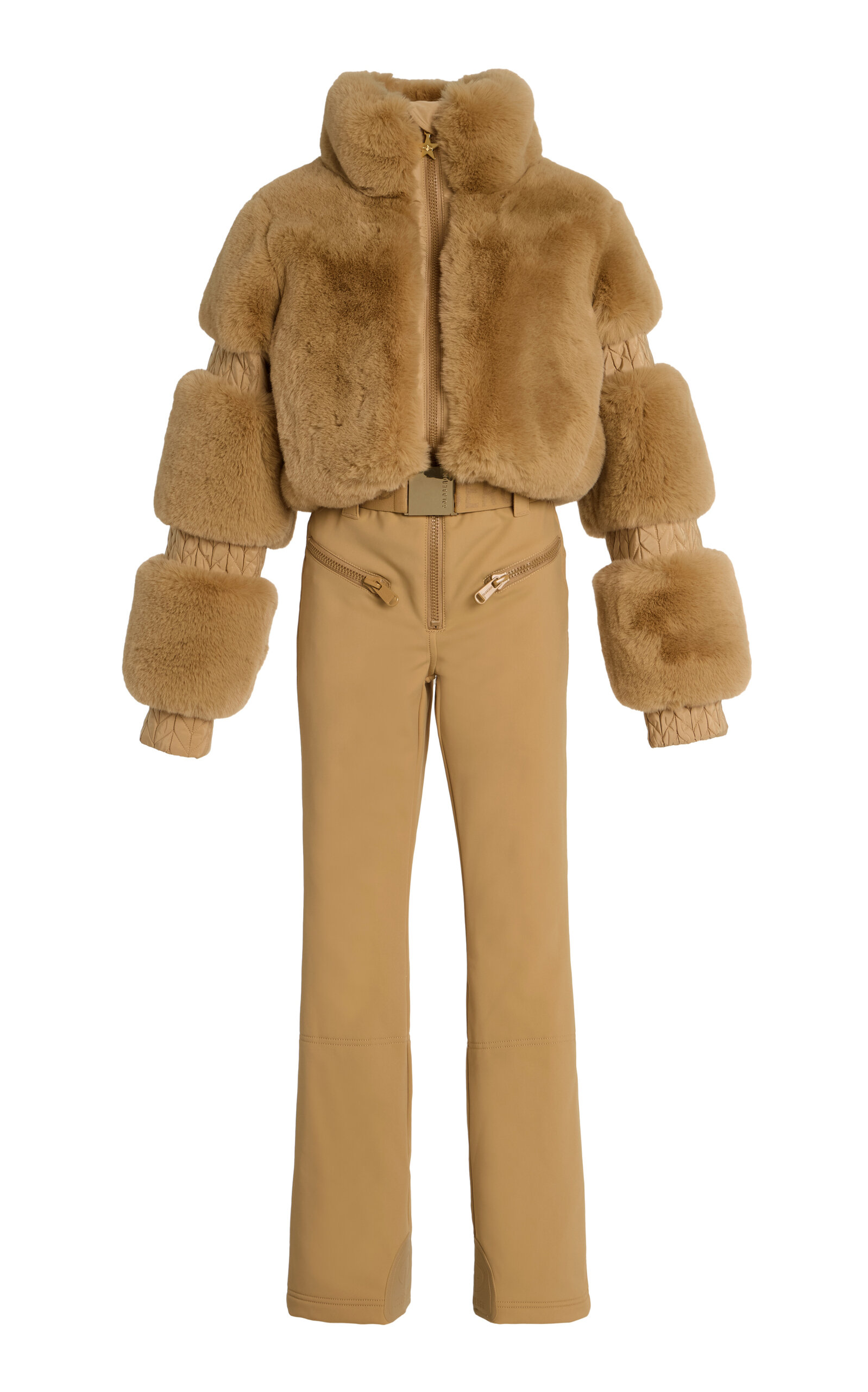 Goldbergh Lieke Vegan Fur Stretch-nylon Ski Suit In Brown