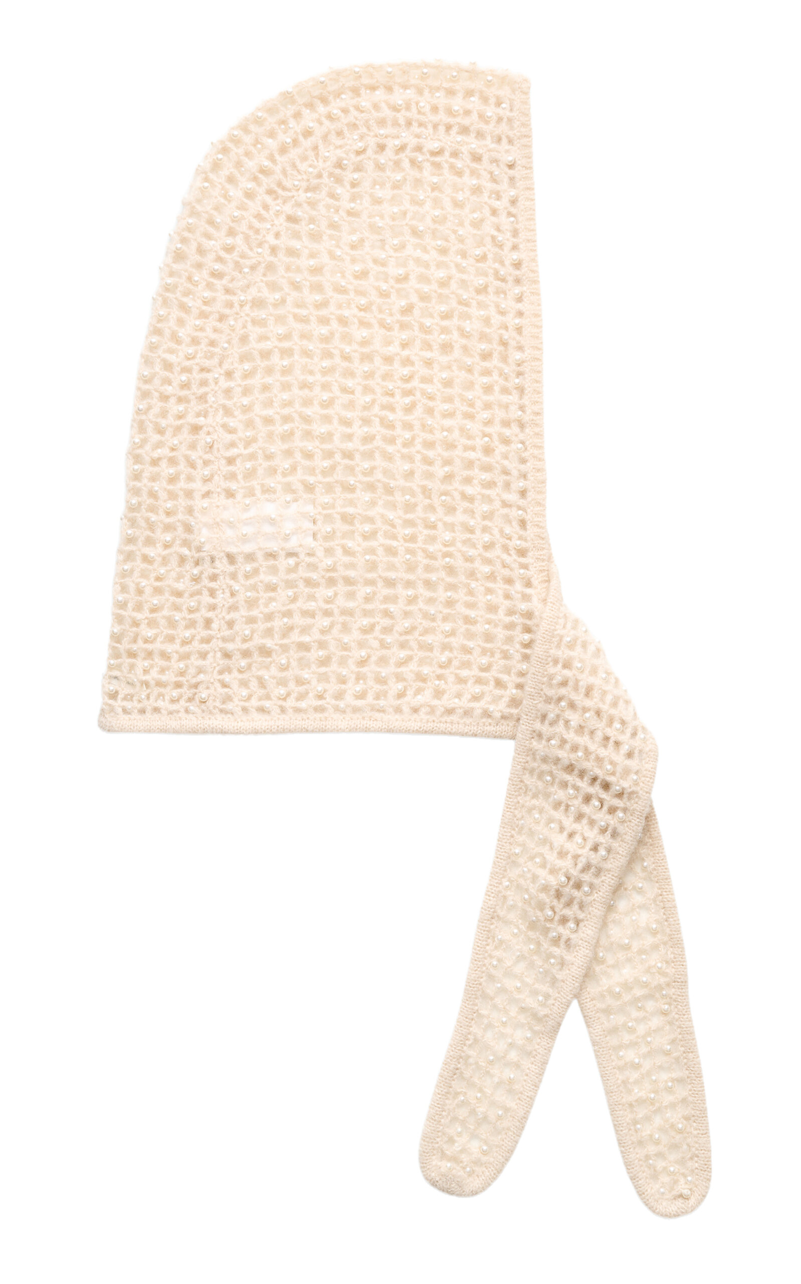 By Malene Birger Tianne Pearl-Detailed Knit Wool Hood - White - OS