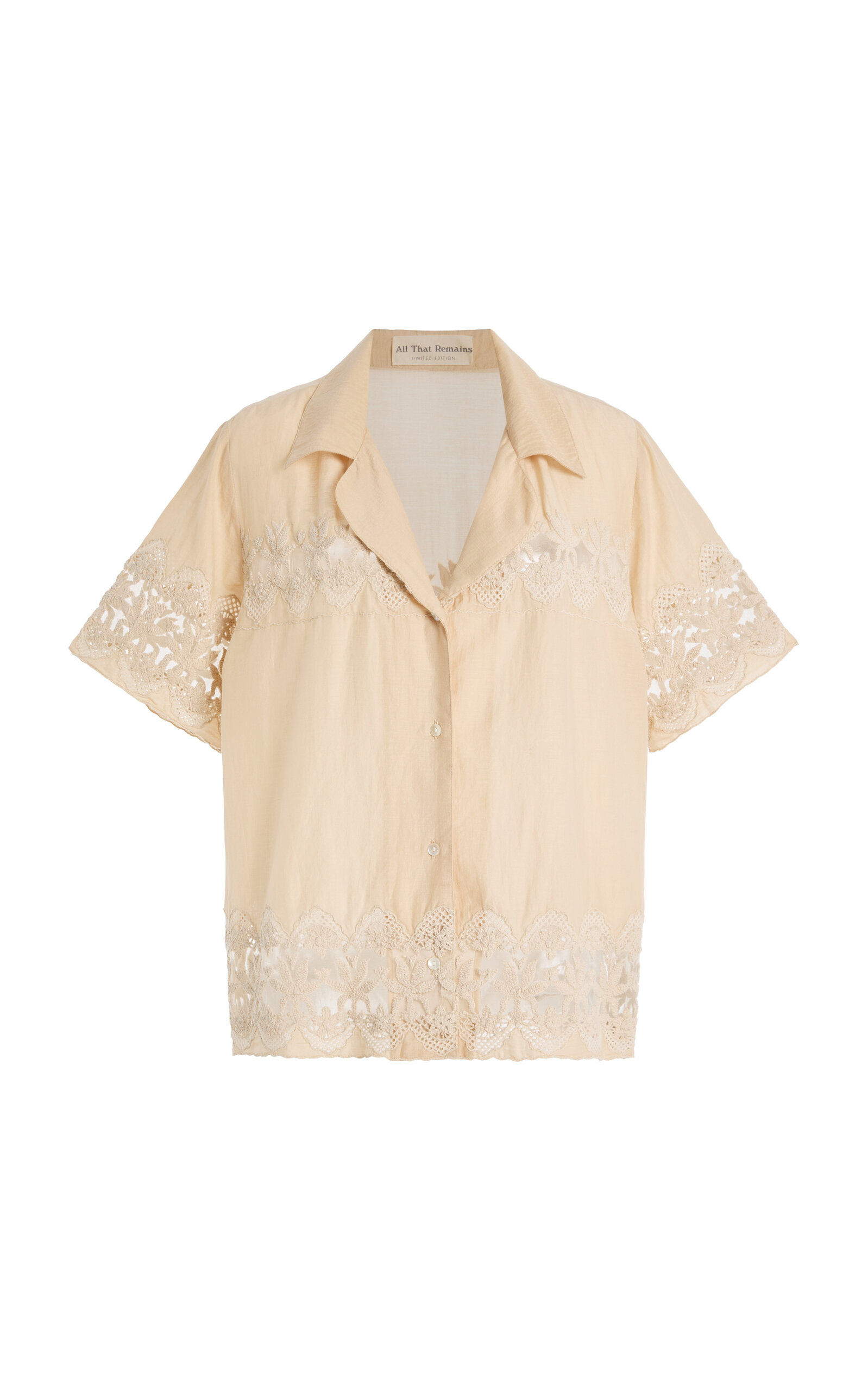 All That Remains Evelyn Crochet-Detailed Cotton-Silk Shirt