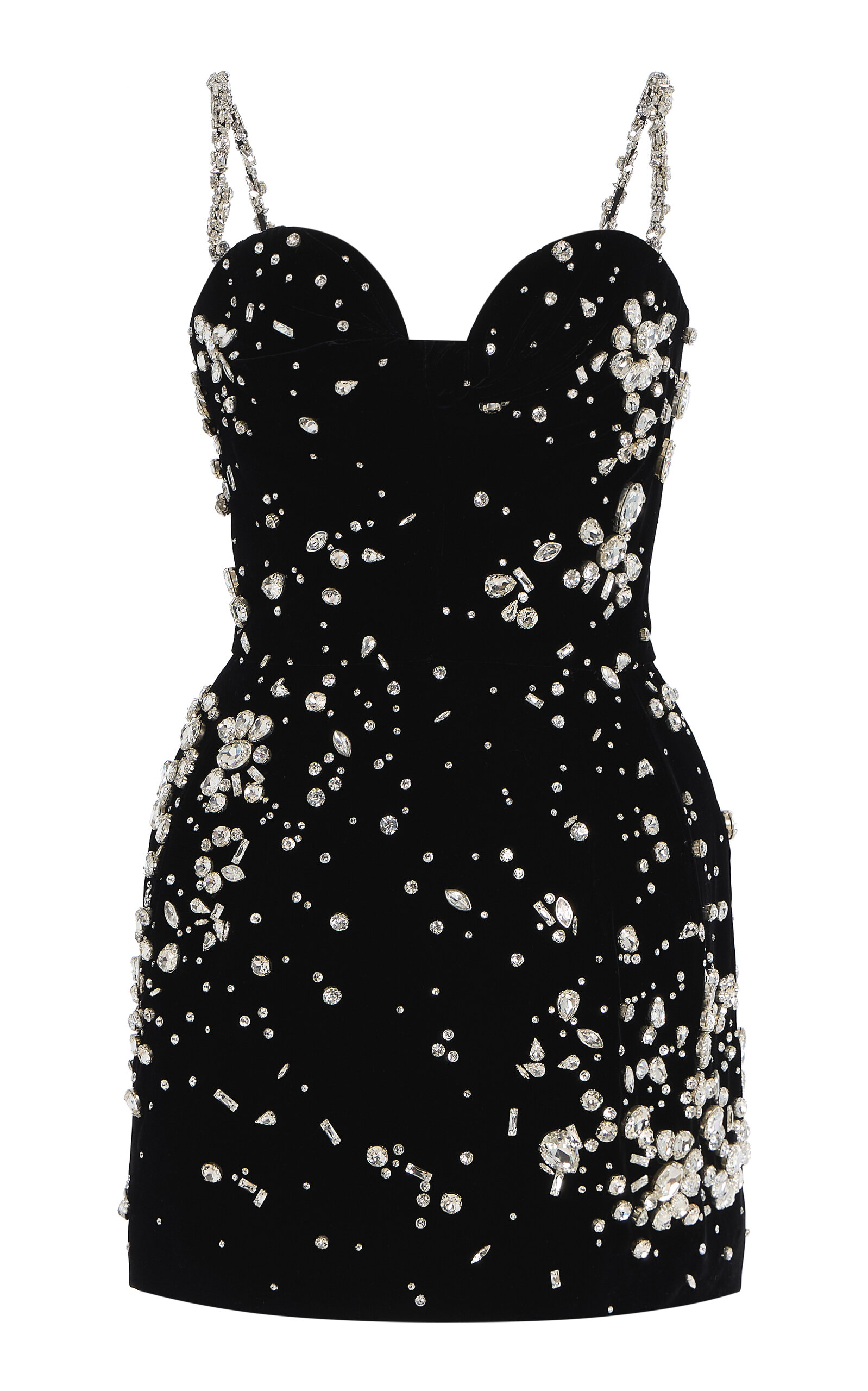Oscar De La Renta Crystal-embellished Cupro-blend Mini Dress In Black