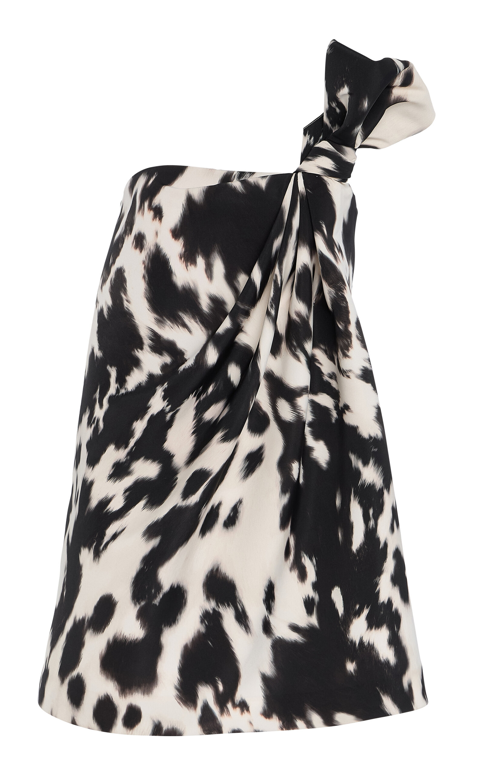 Oscar De La Renta Asymmetric Crepe Mini Dress In Black,white